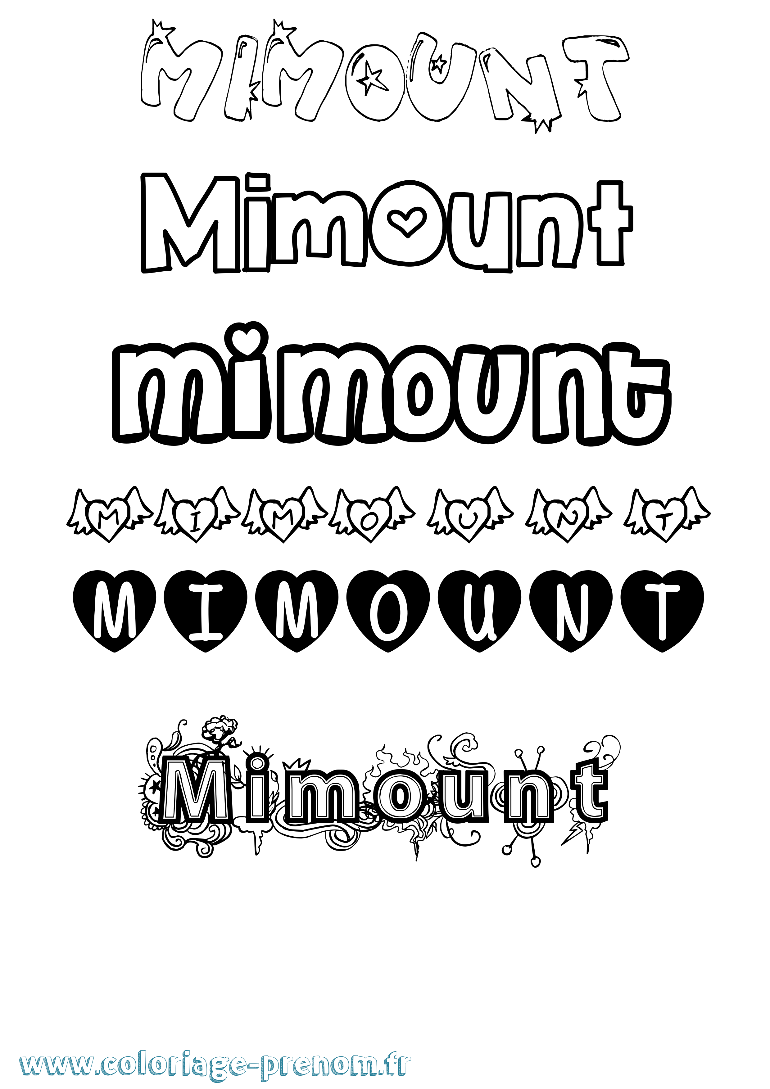 Coloriage Mimount Girly Coloriage prénom Mimount Girly