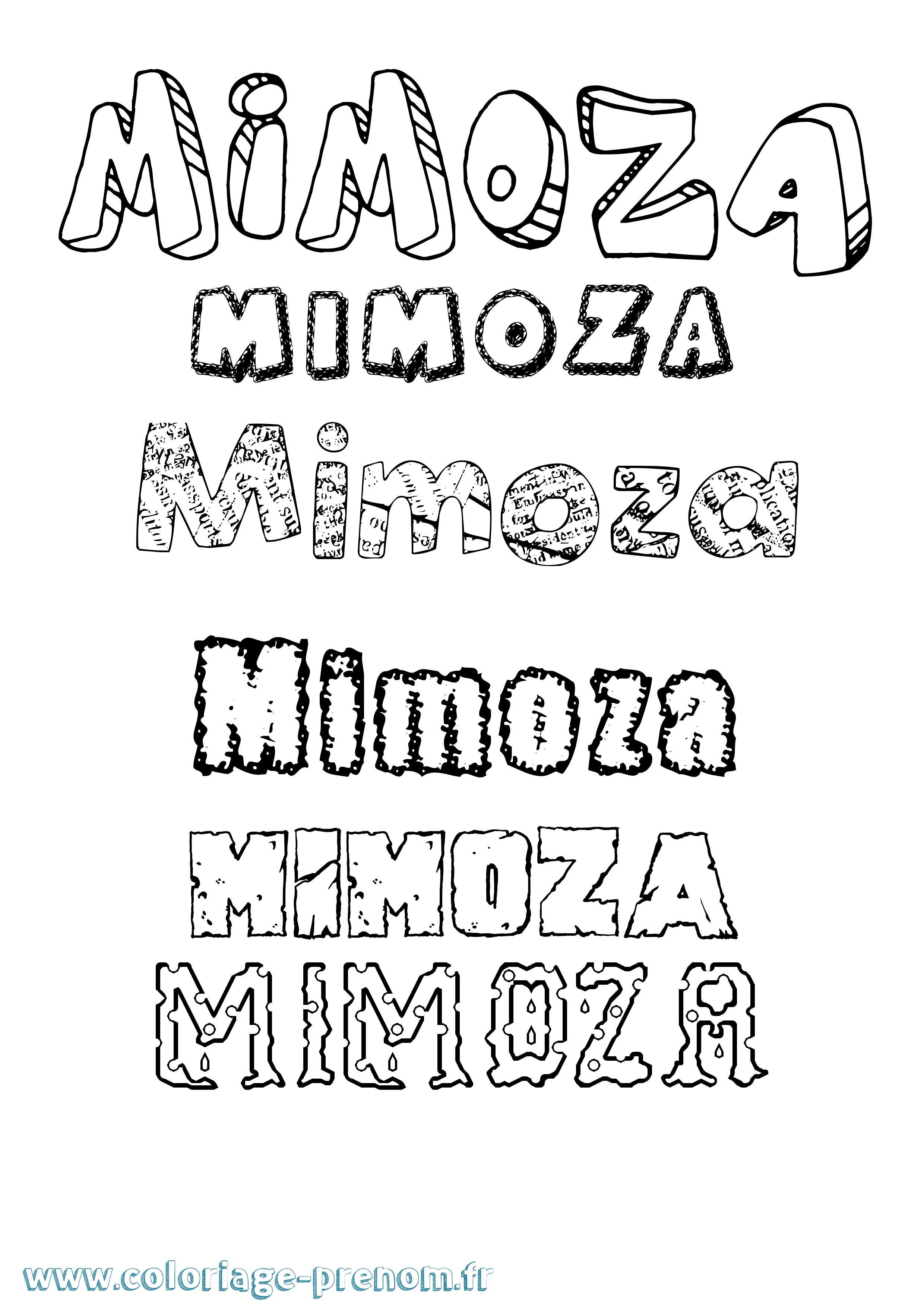 Coloriage Mimoza Destructuré Coloriage prénom Mimoza Destructuré