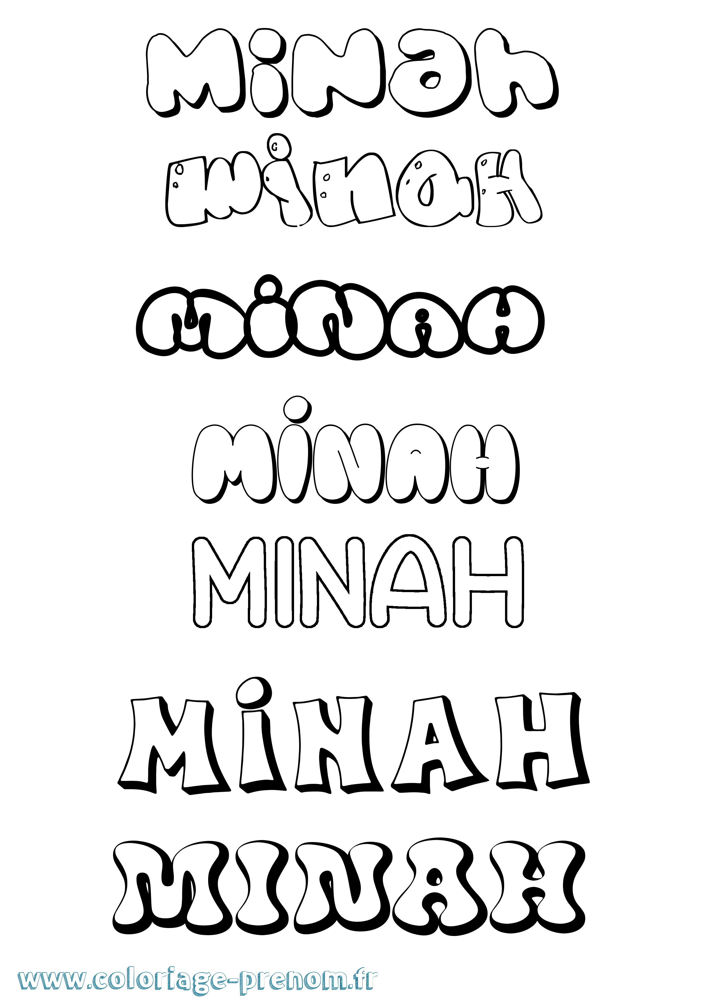 Coloriage Minah Bubble Coloriage prénom Minah Bubble