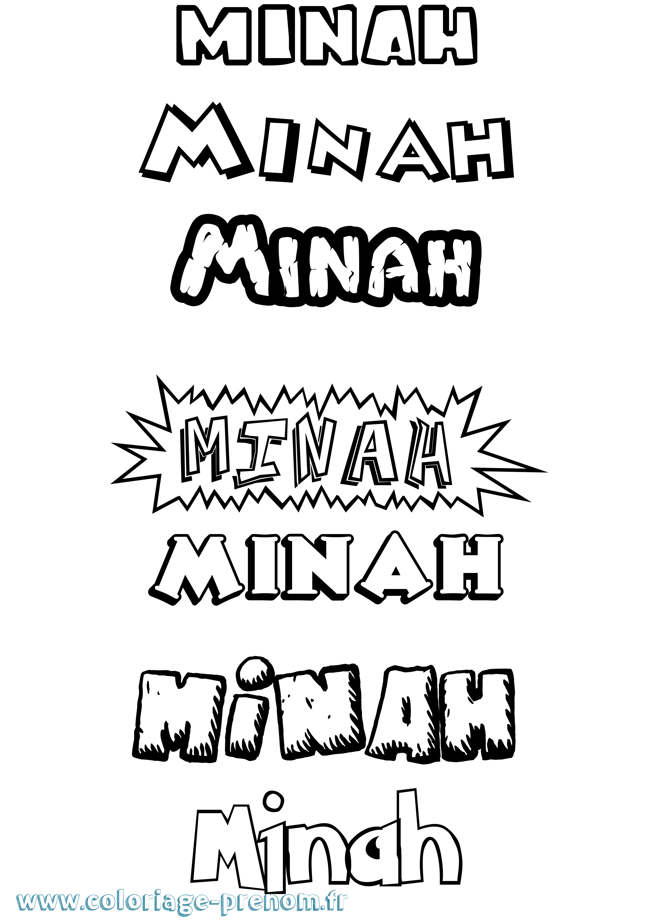 Coloriage Minah Dessin Animé Coloriage prénom Minah Dessin Animé