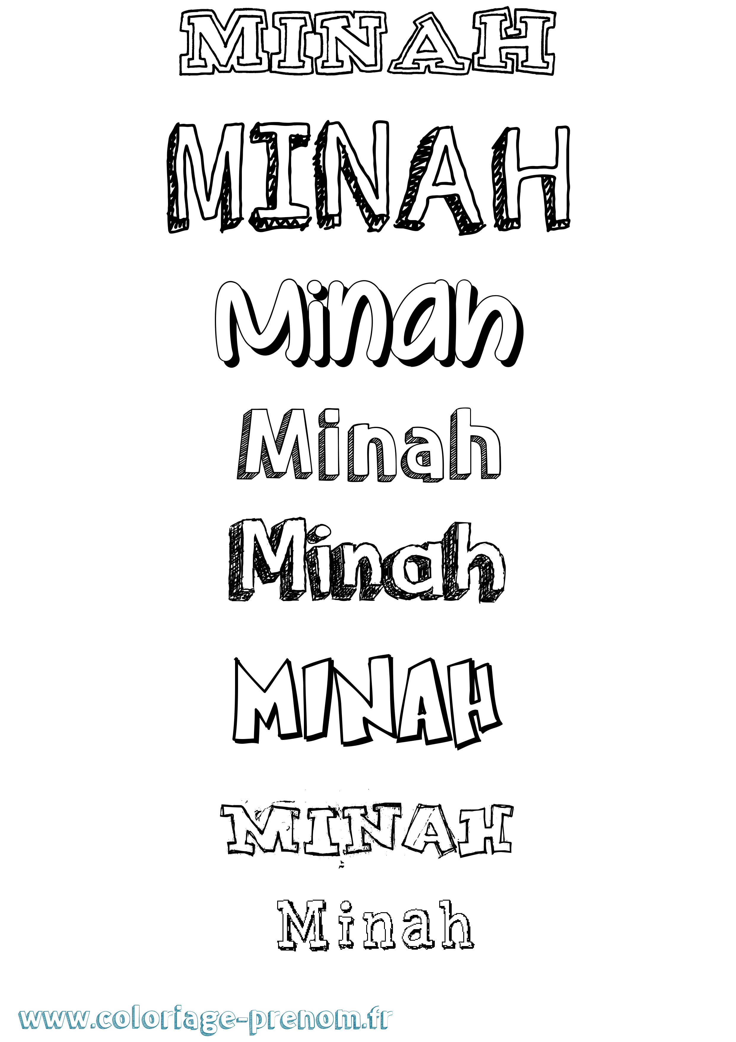 Coloriage Minah Dessiné Coloriage prénom Minah Dessiné