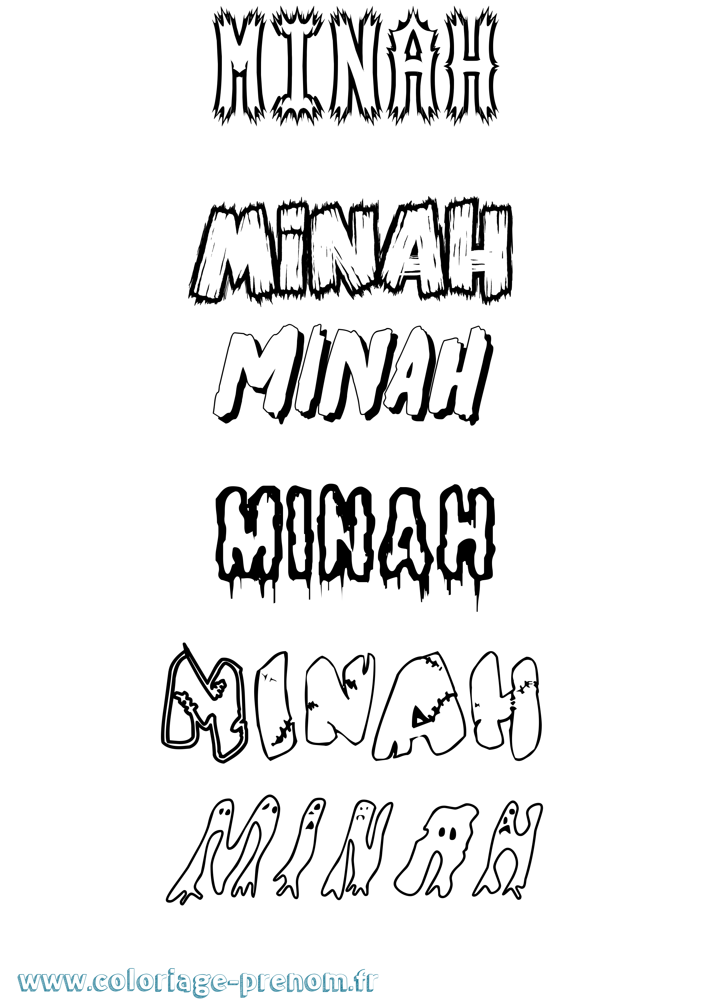 Coloriage Minah Frisson Coloriage prénom Minah Frisson