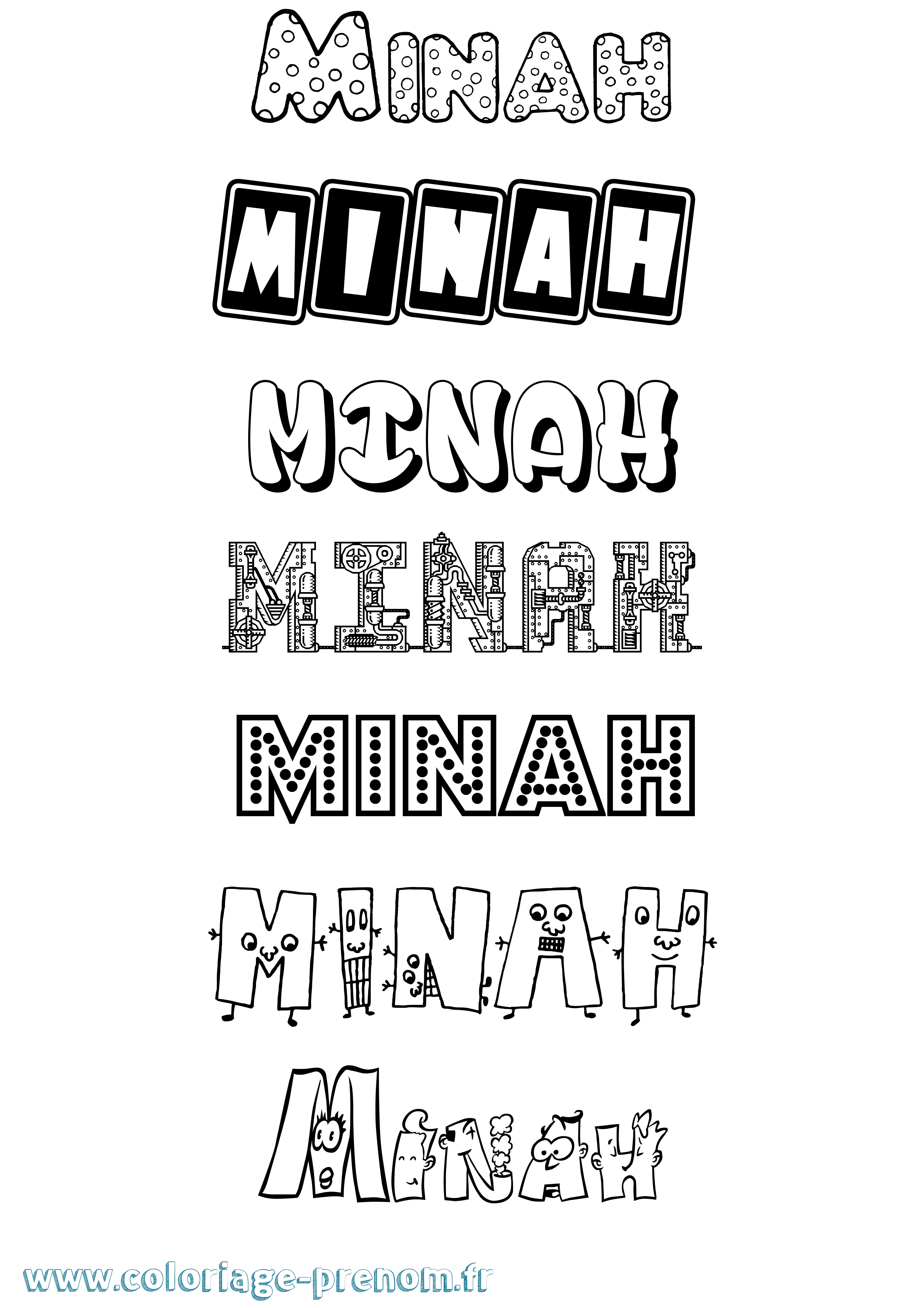 Coloriage Minah Fun Coloriage prénom Minah Fun
