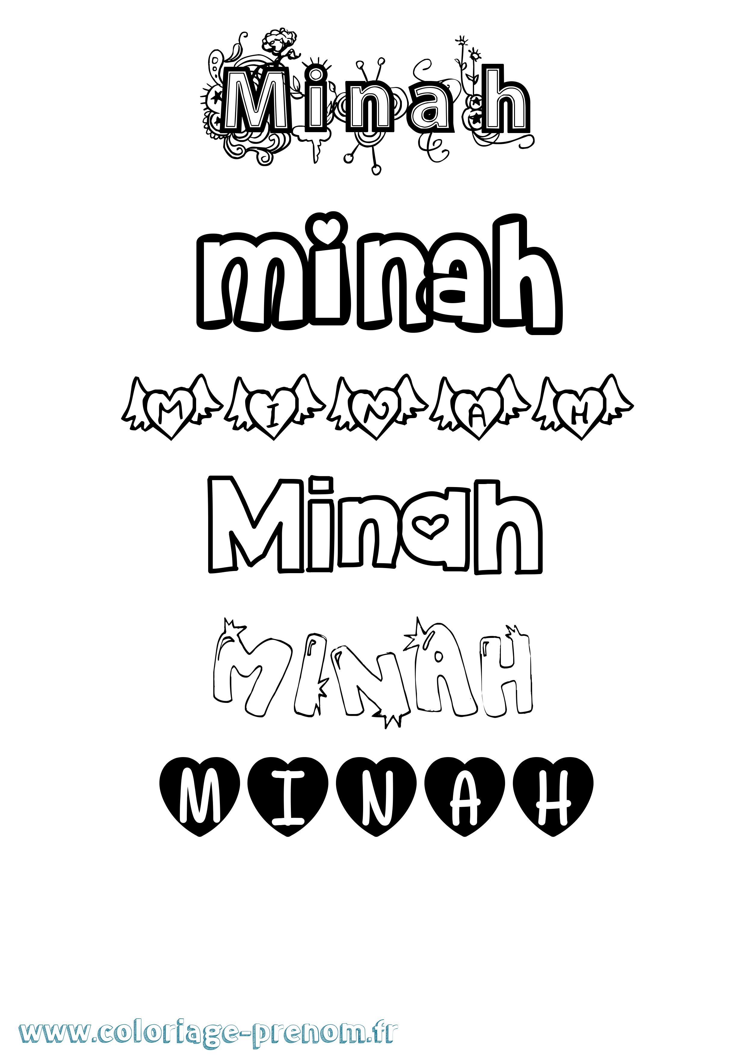 Coloriage Minah Girly Coloriage prénom Minah Girly