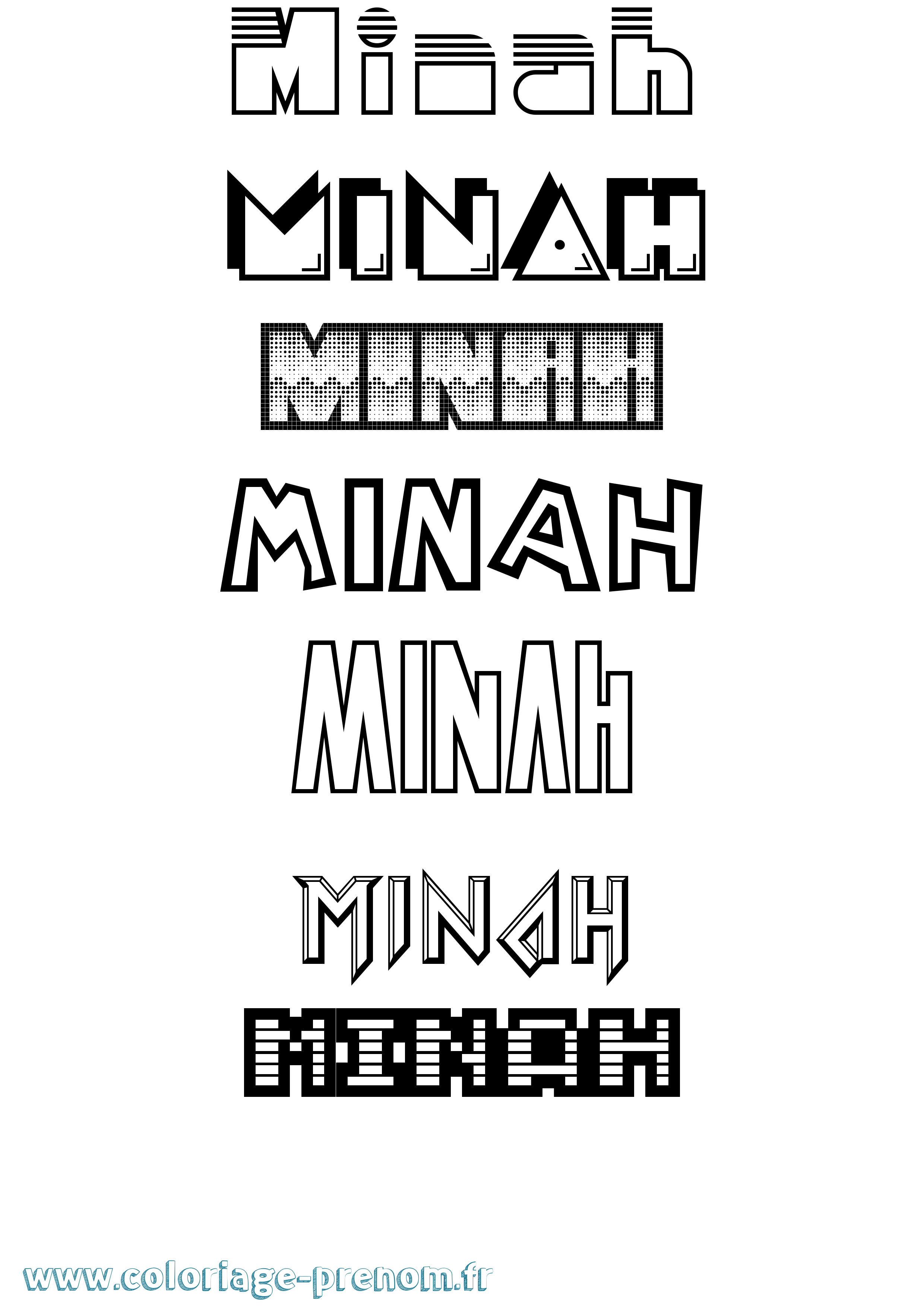 Coloriage Minah Jeux Vidéos Coloriage prénom Minah Jeux Vidéos