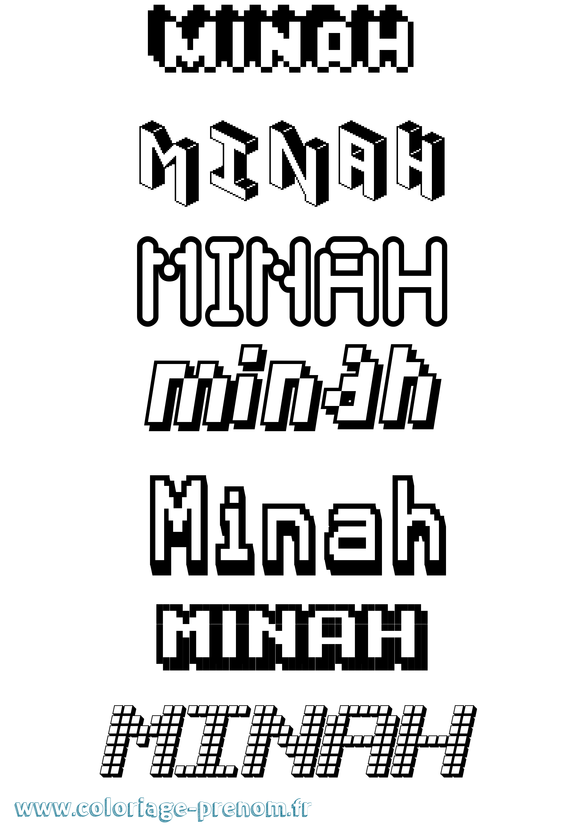 Coloriage Minah Pixel Coloriage prénom Minah Pixel