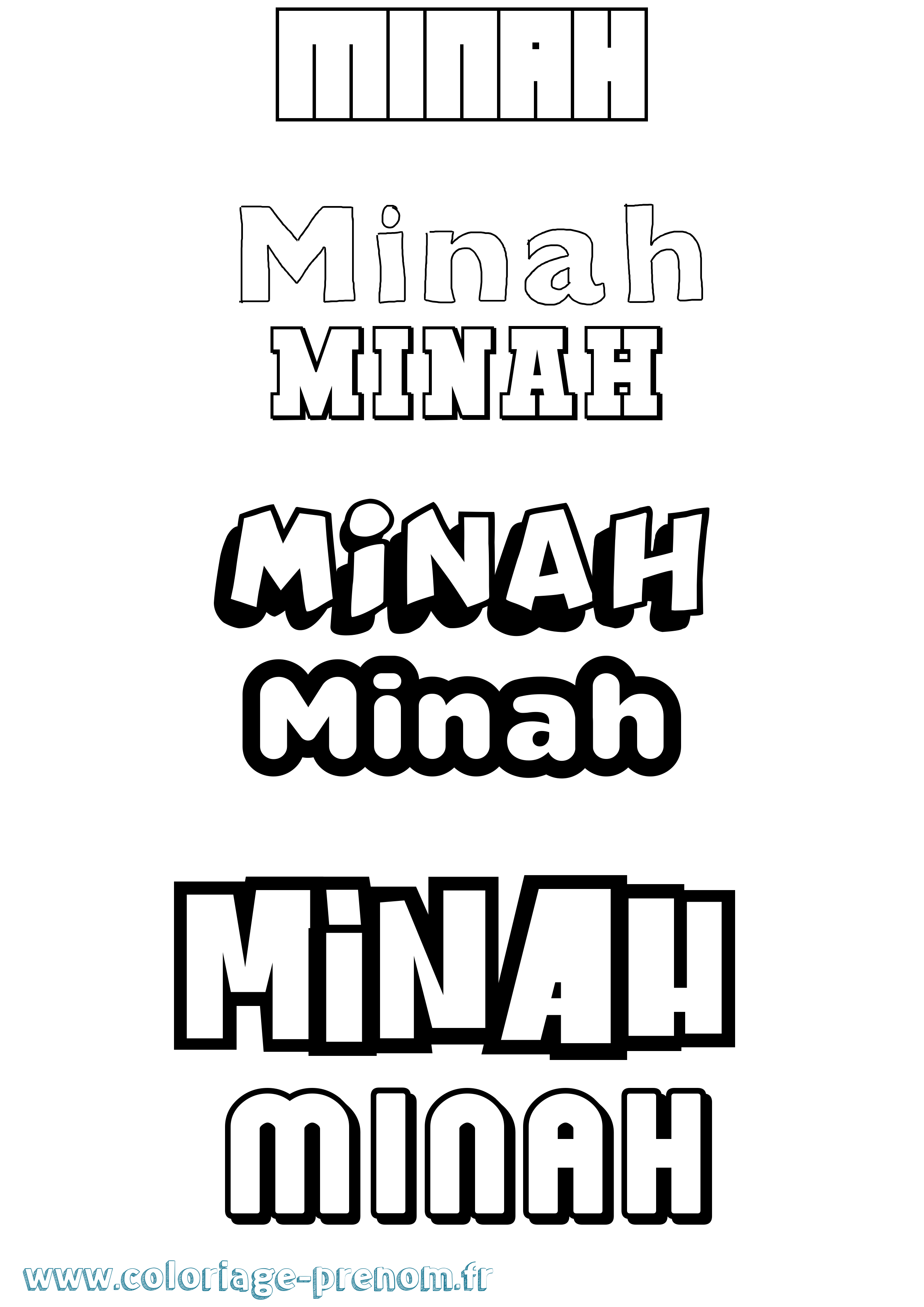 Coloriage Minah Simple Coloriage prénom Minah Simple