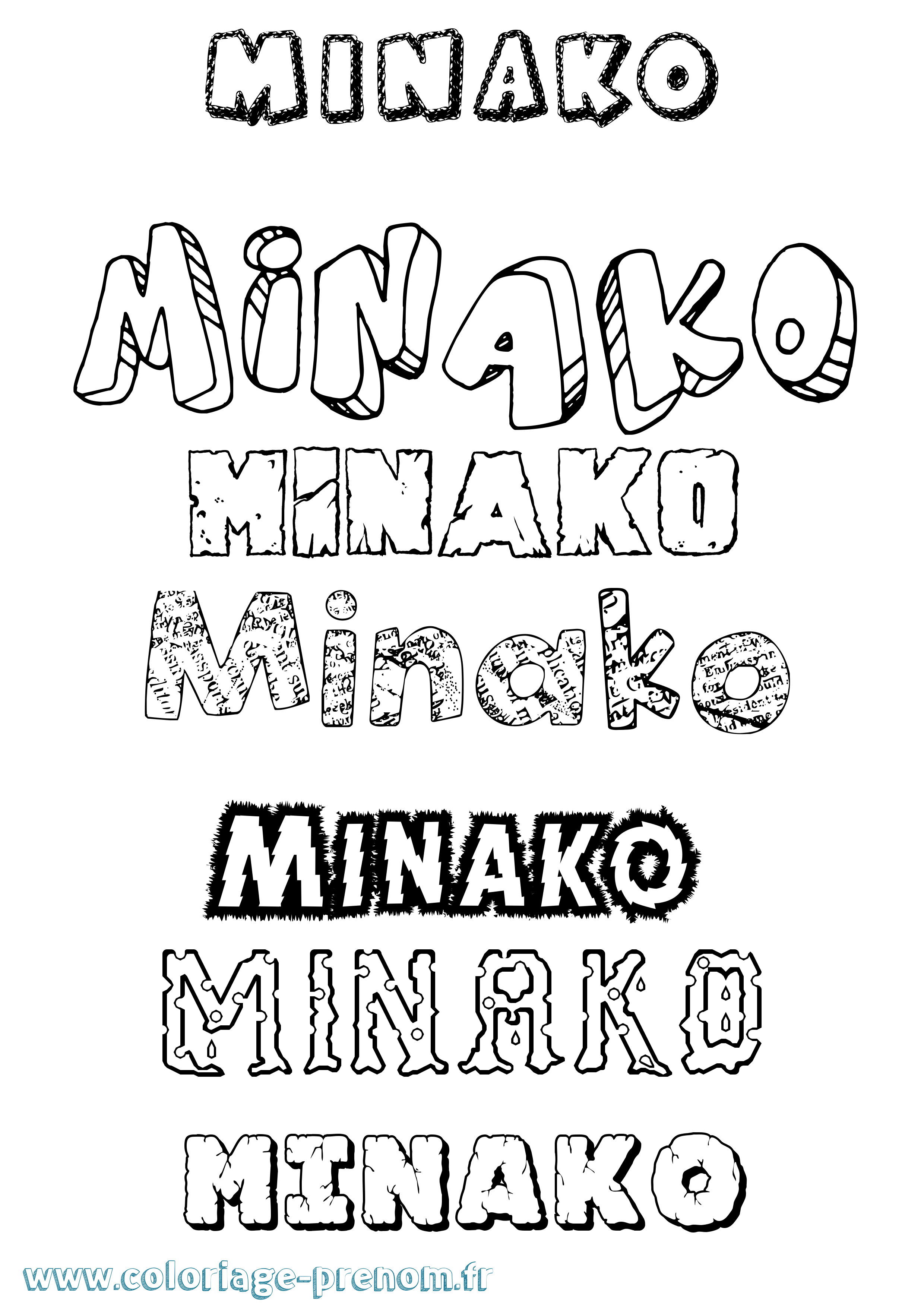 Coloriage Minako Destructuré Coloriage prénom Minako Destructuré