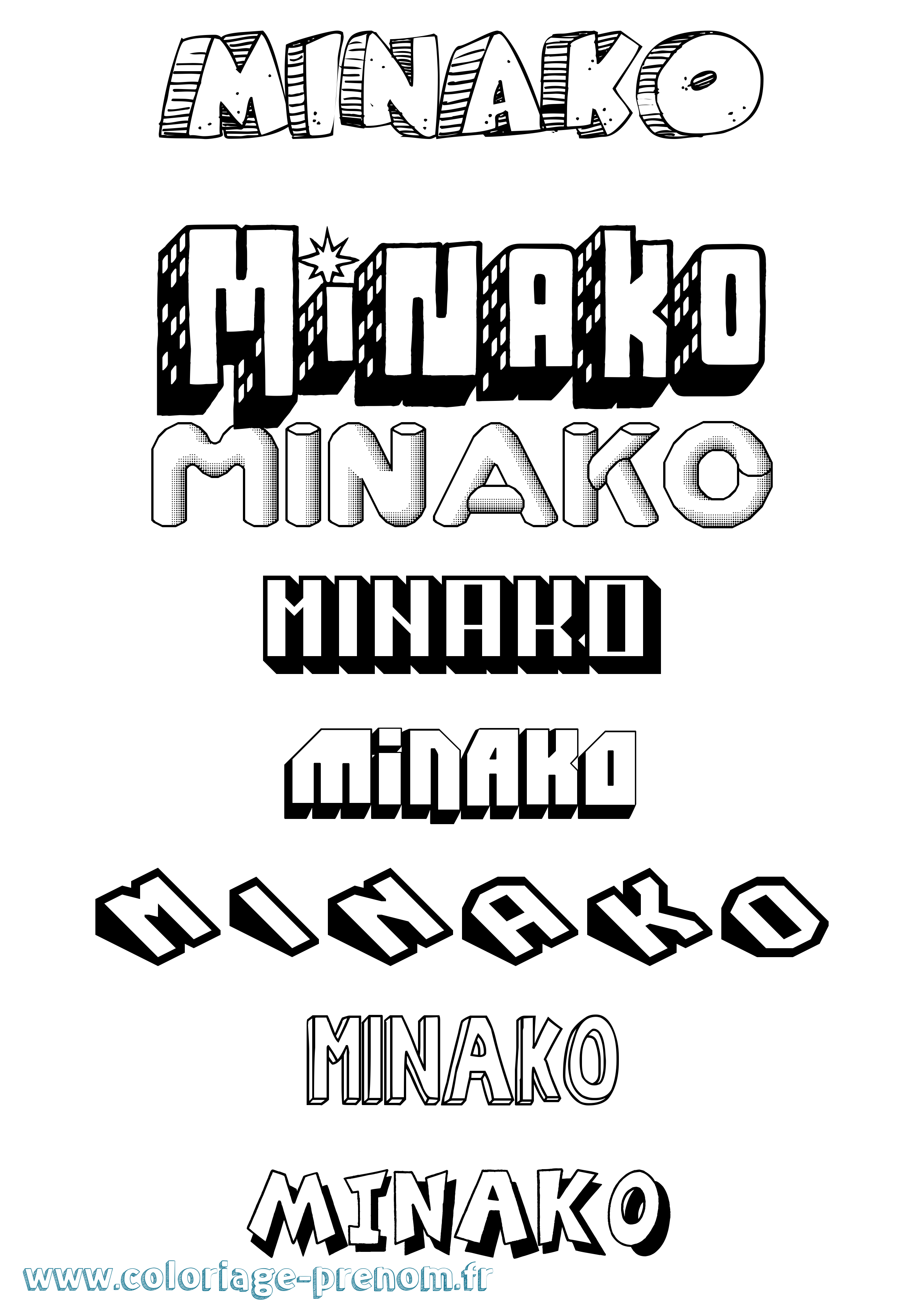 Coloriage Minako Effet 3D Coloriage prénom Minako Effet 3D