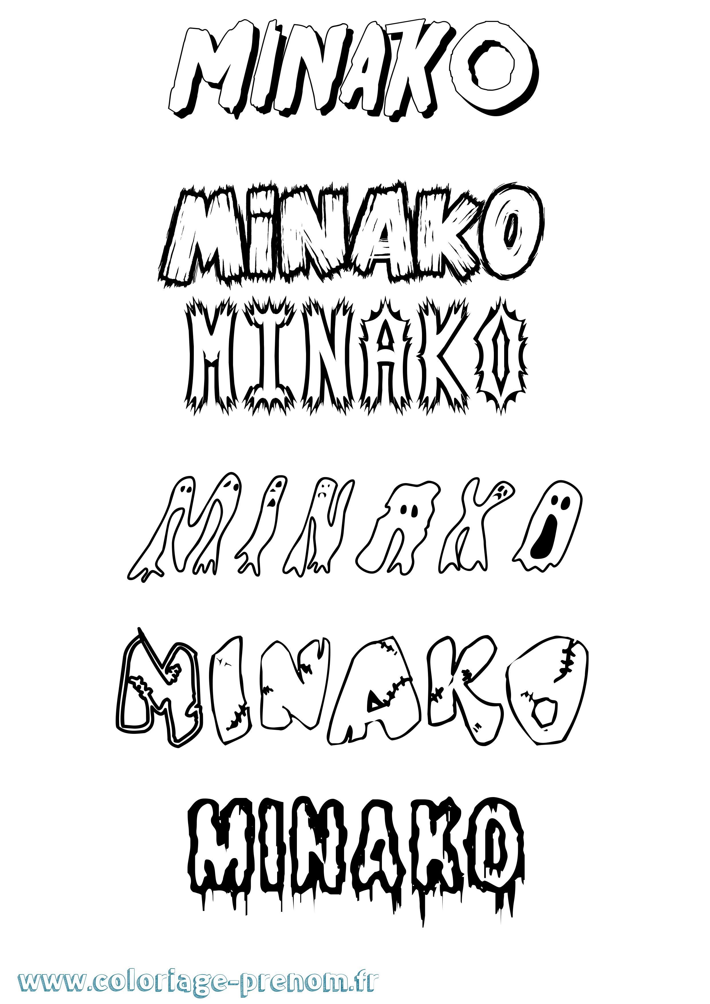 Coloriage Minako Frisson Coloriage prénom Minako Frisson