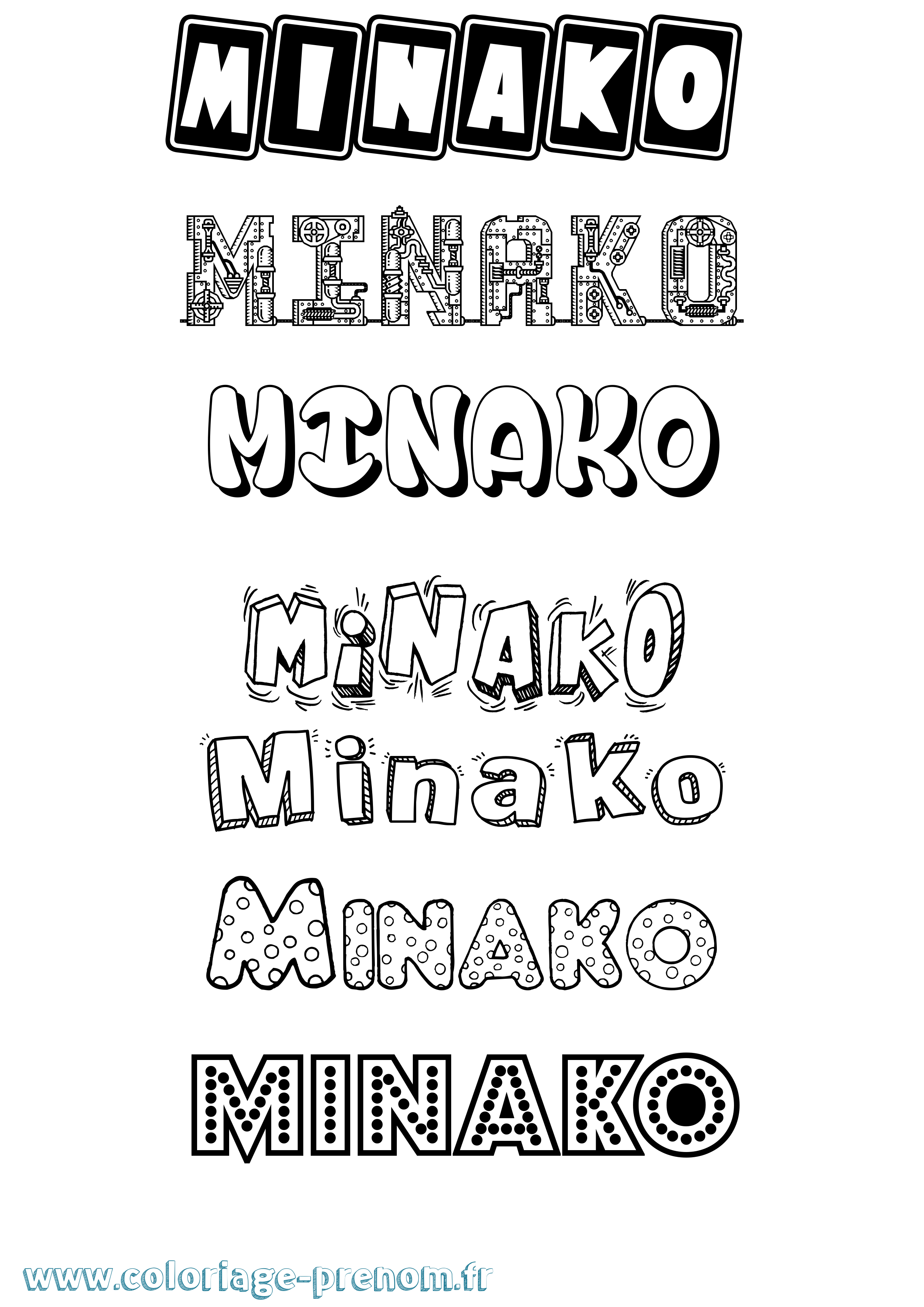 Coloriage Minako Fun Coloriage prénom Minako Fun