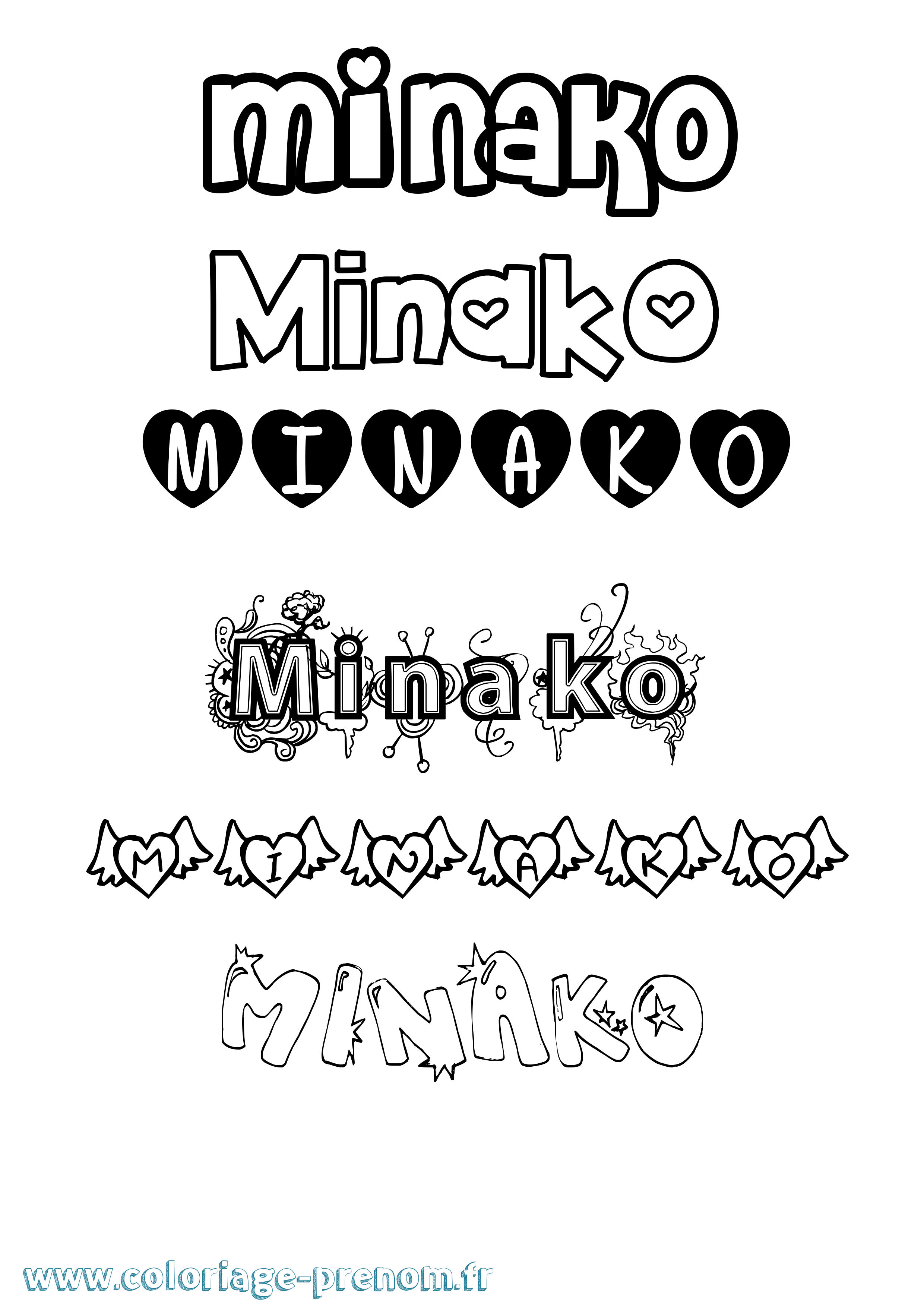 Coloriage Minako Girly Coloriage prénom Minako Girly