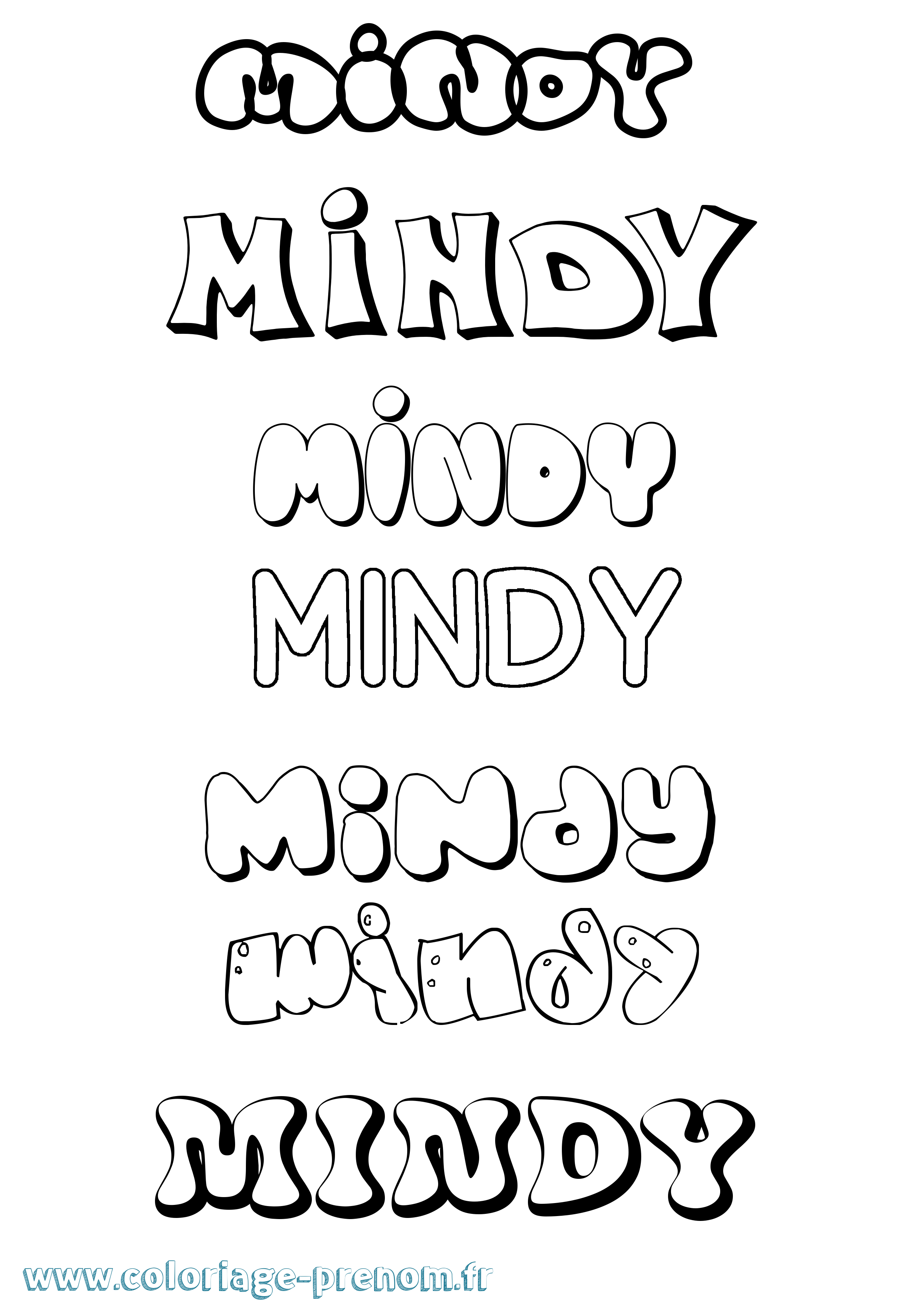 Coloriage Mindy Bubble Coloriage prénom Mindy Bubble