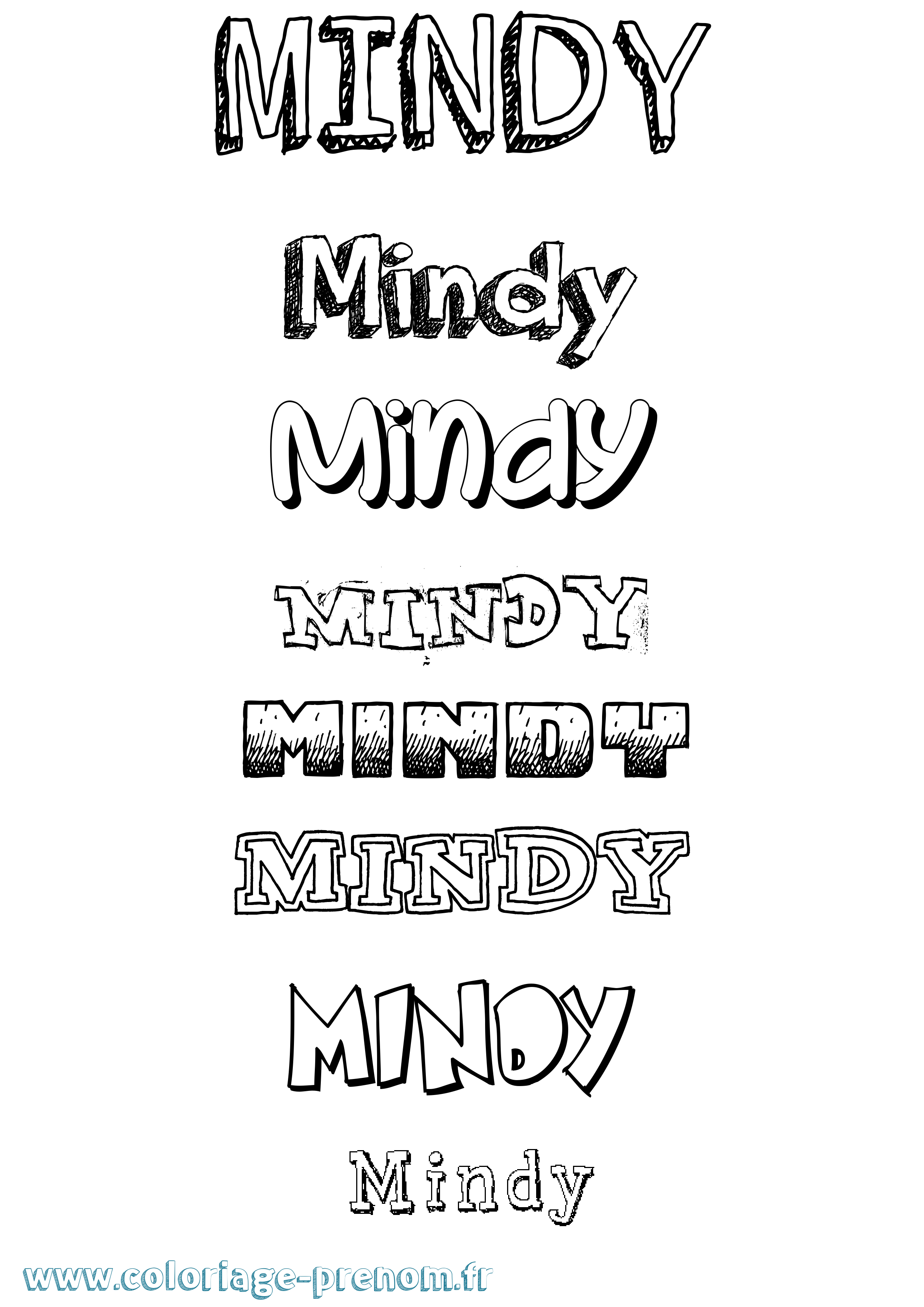 Coloriage Mindy Dessiné Coloriage prénom Mindy Dessiné