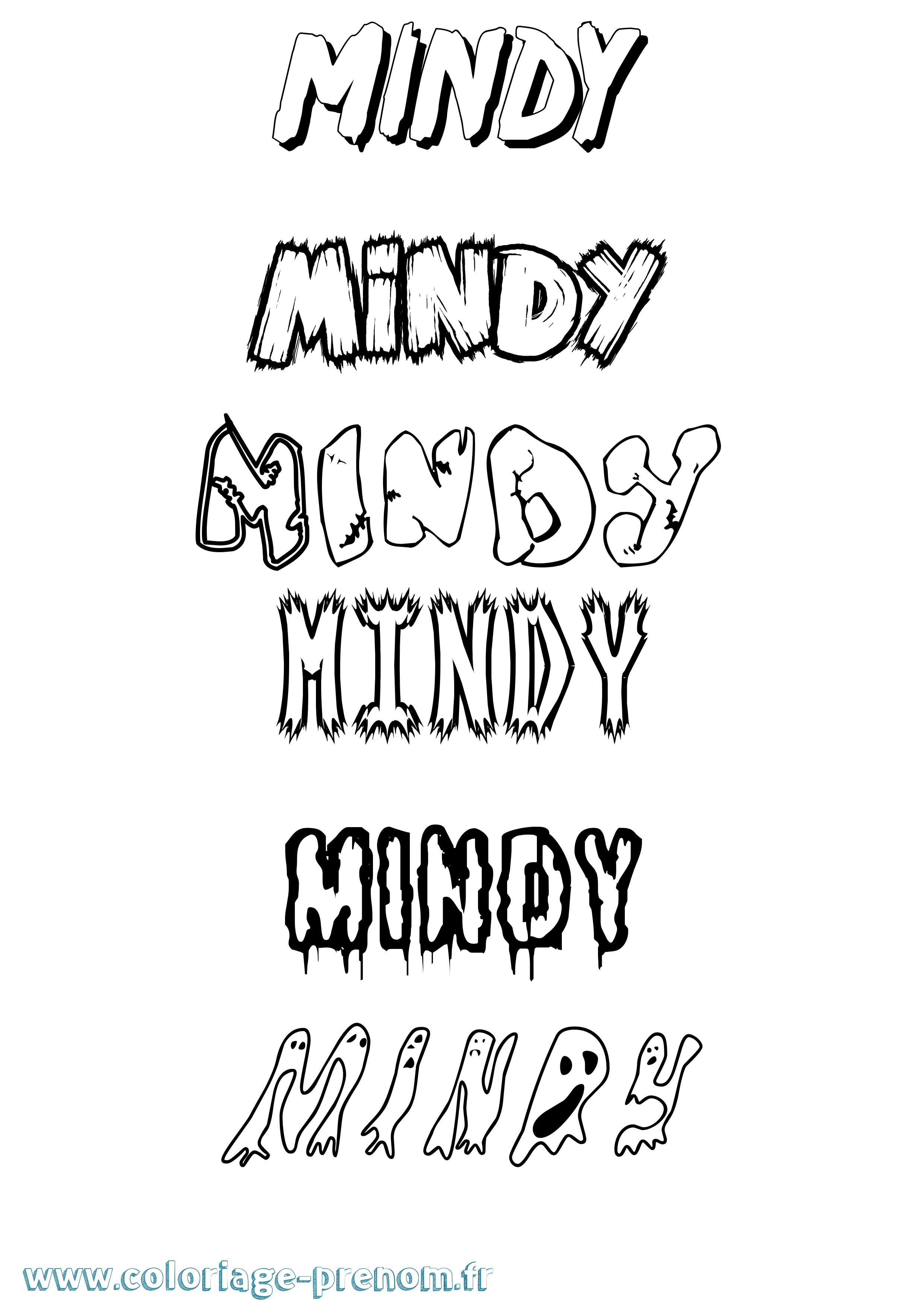 Coloriage Mindy Frisson Coloriage prénom Mindy Frisson