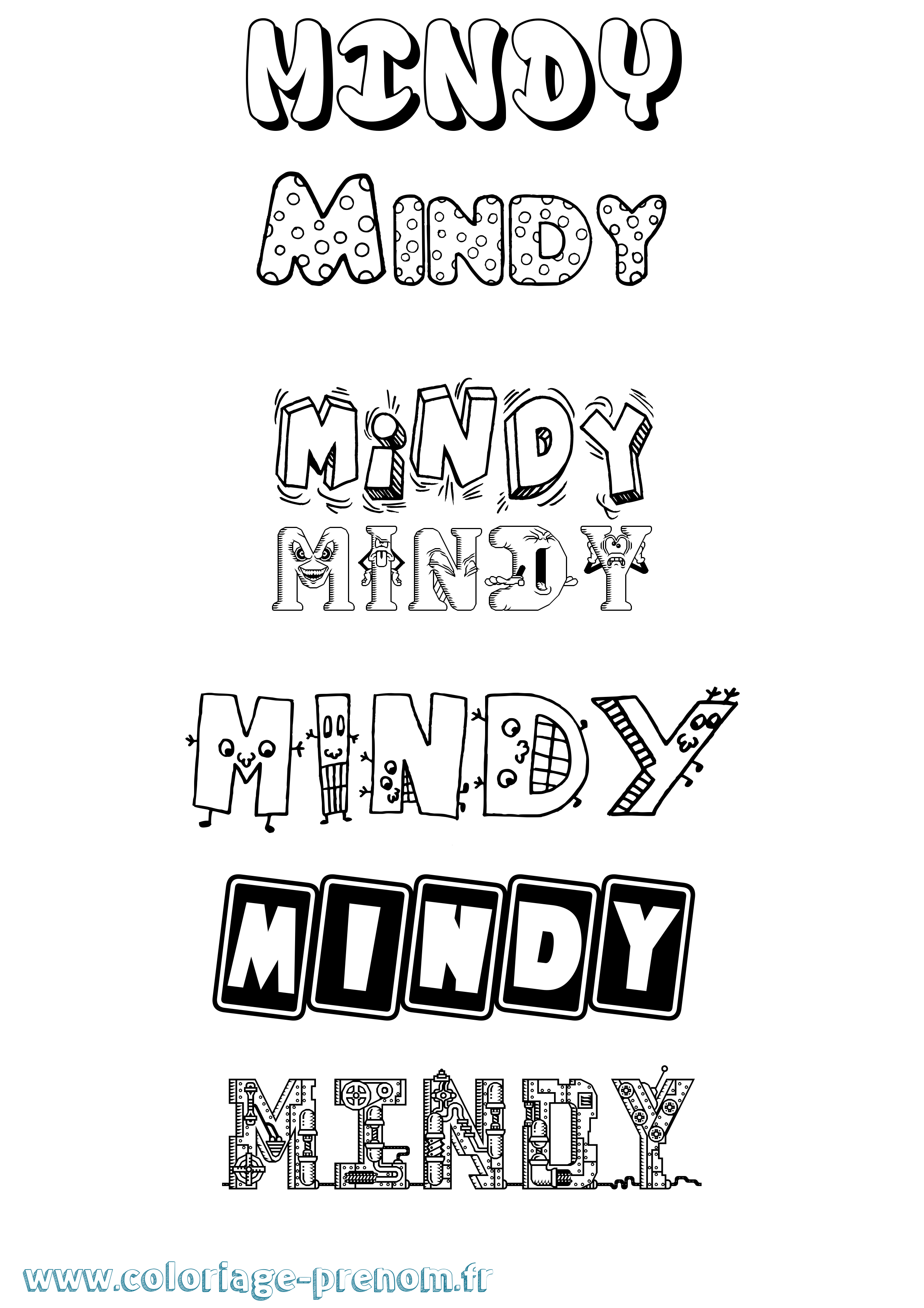 Coloriage Mindy Fun Coloriage prénom Mindy Fun