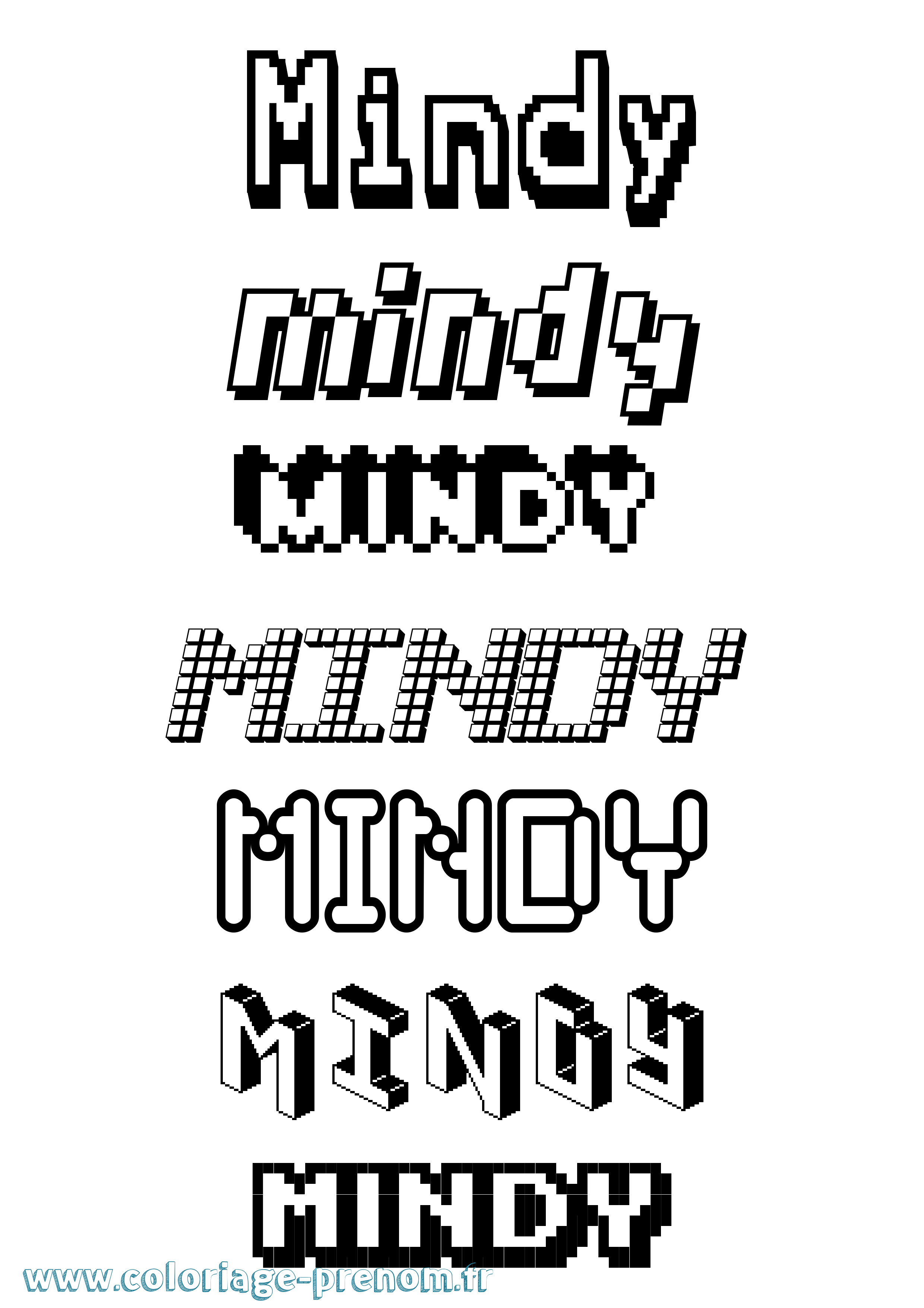 Coloriage Mindy Pixel Coloriage prénom Mindy Pixel