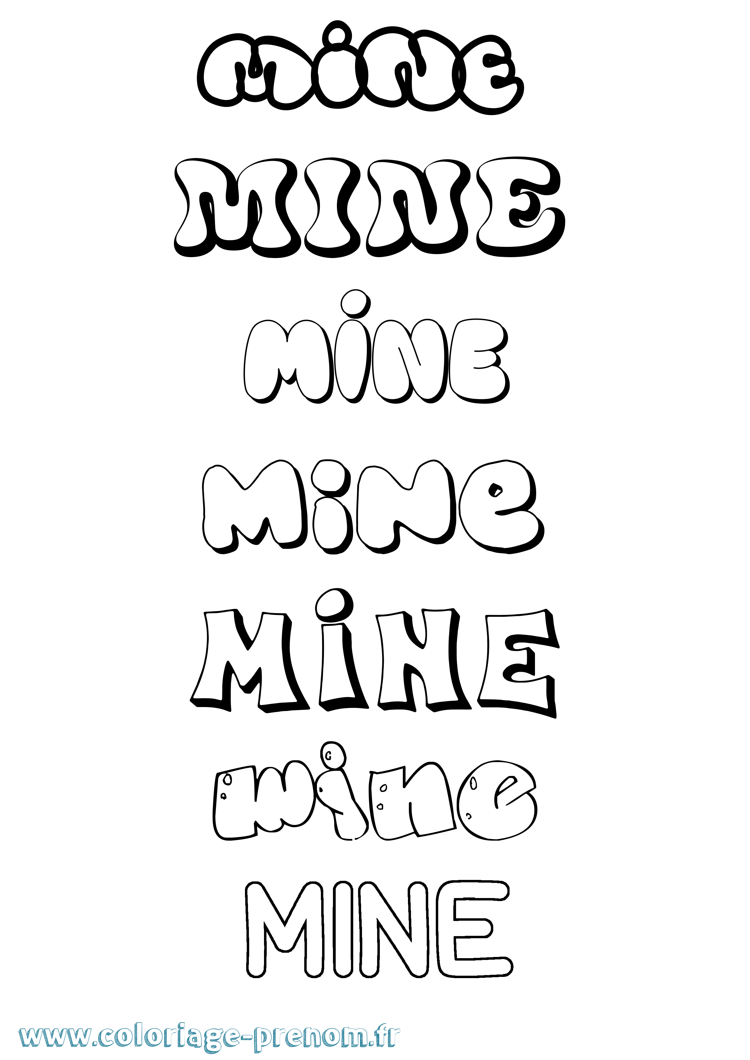 Coloriage Mine Bubble Coloriage prénom Mine Bubble