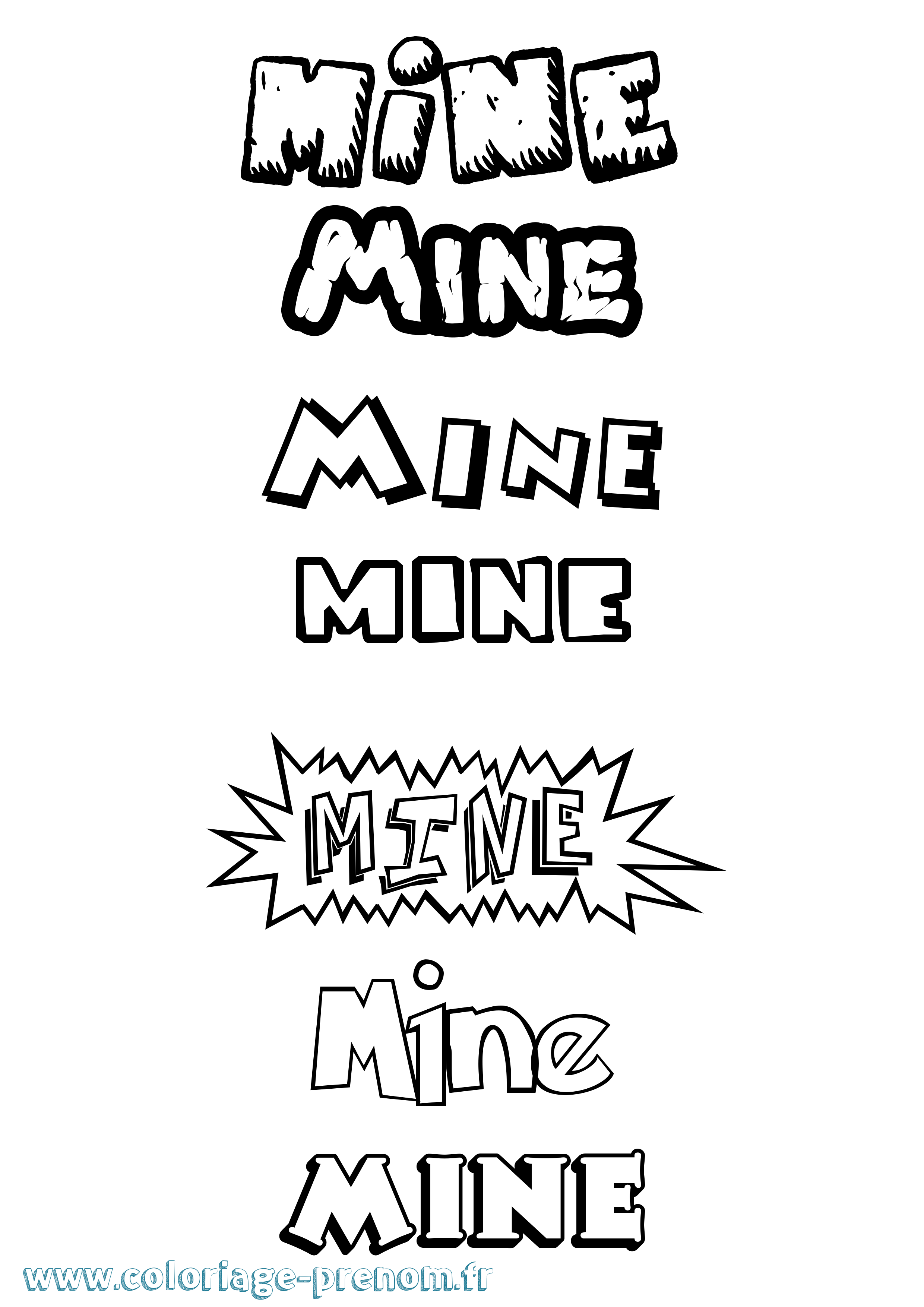 Coloriage Mine Dessin Animé Coloriage prénom Mine Dessin Animé