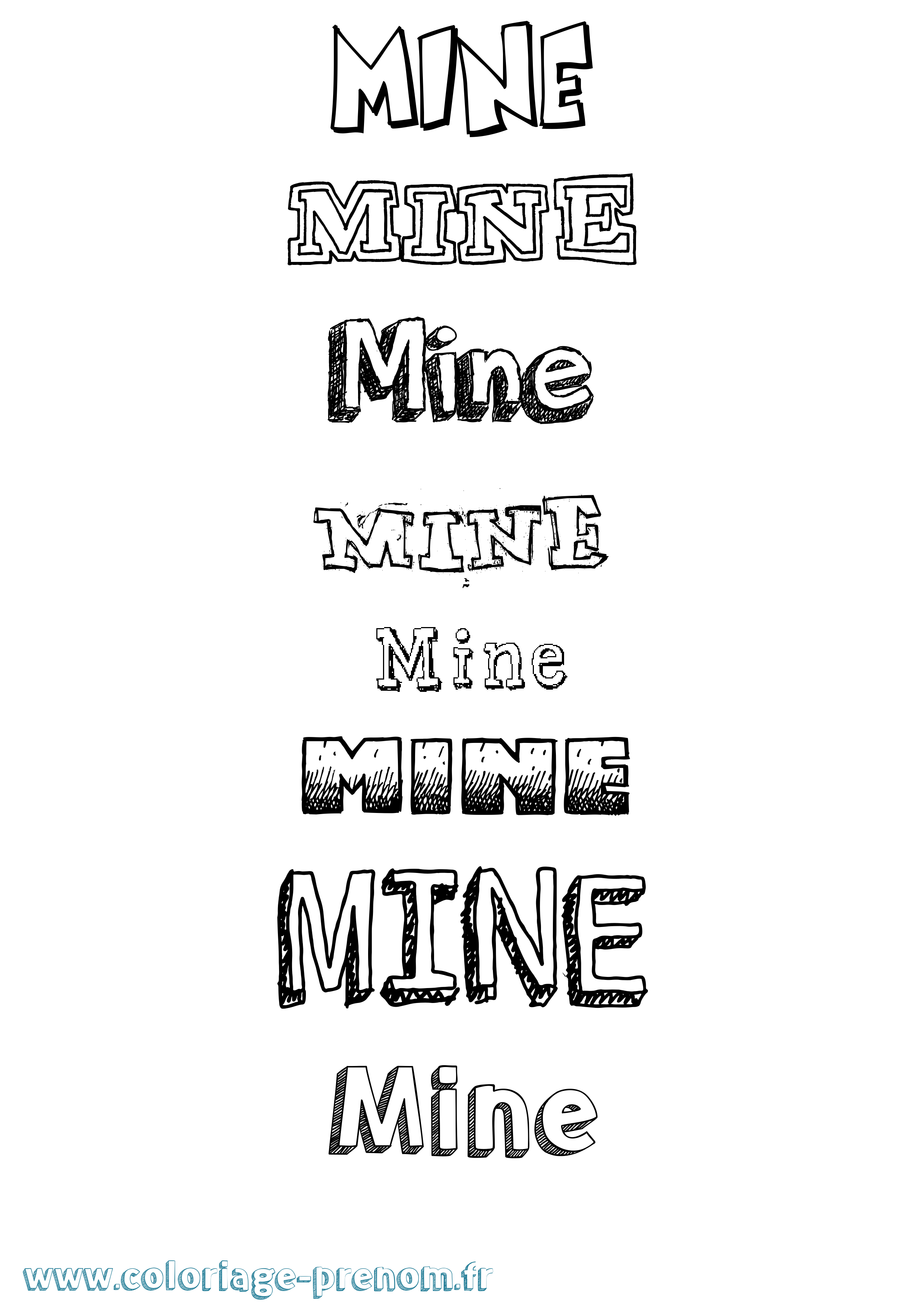 Coloriage Mine Dessiné Coloriage prénom Mine Dessiné