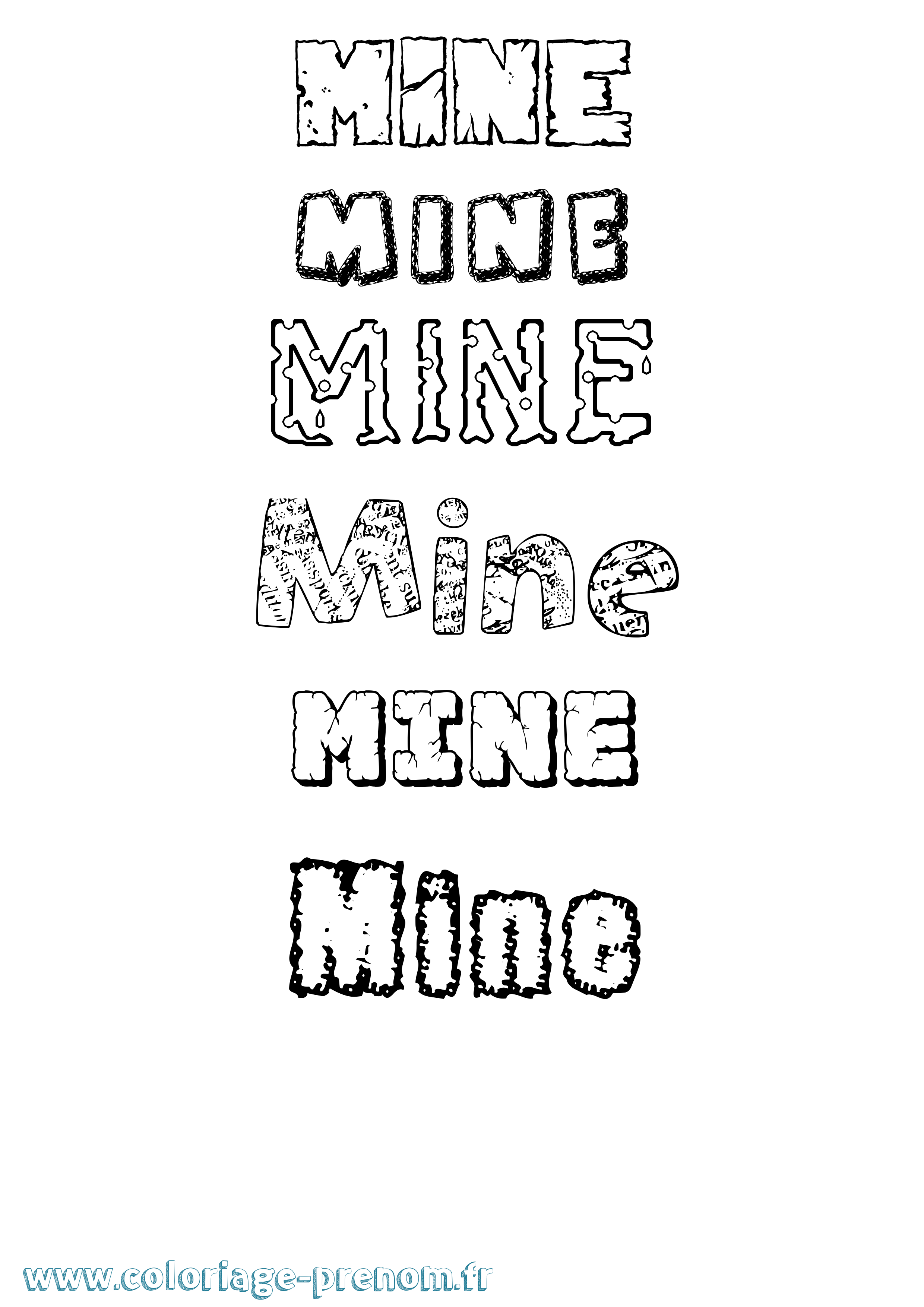 Coloriage Mine Destructuré Coloriage prénom Mine Destructuré