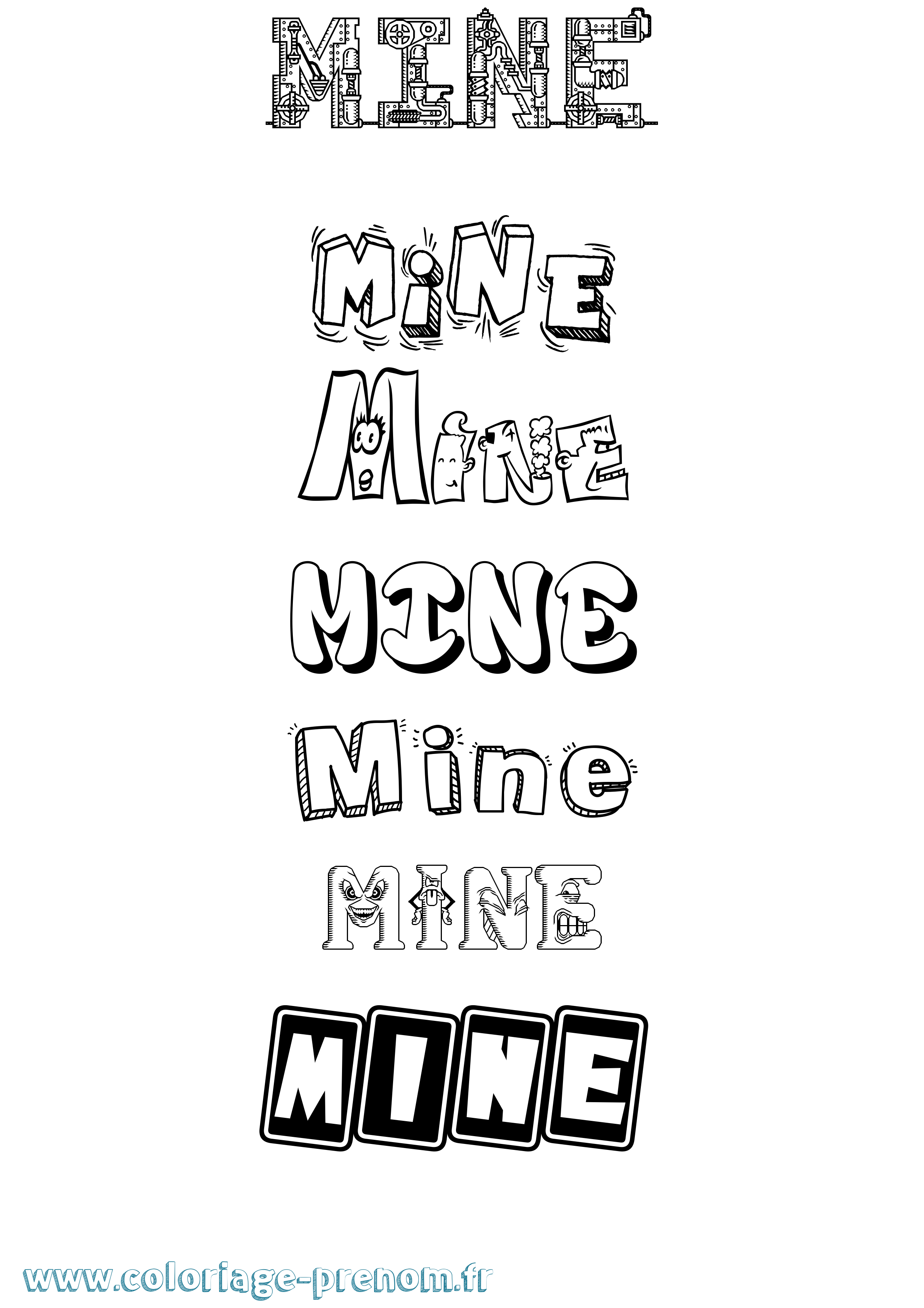 Coloriage Mine Fun Coloriage prénom Mine Fun