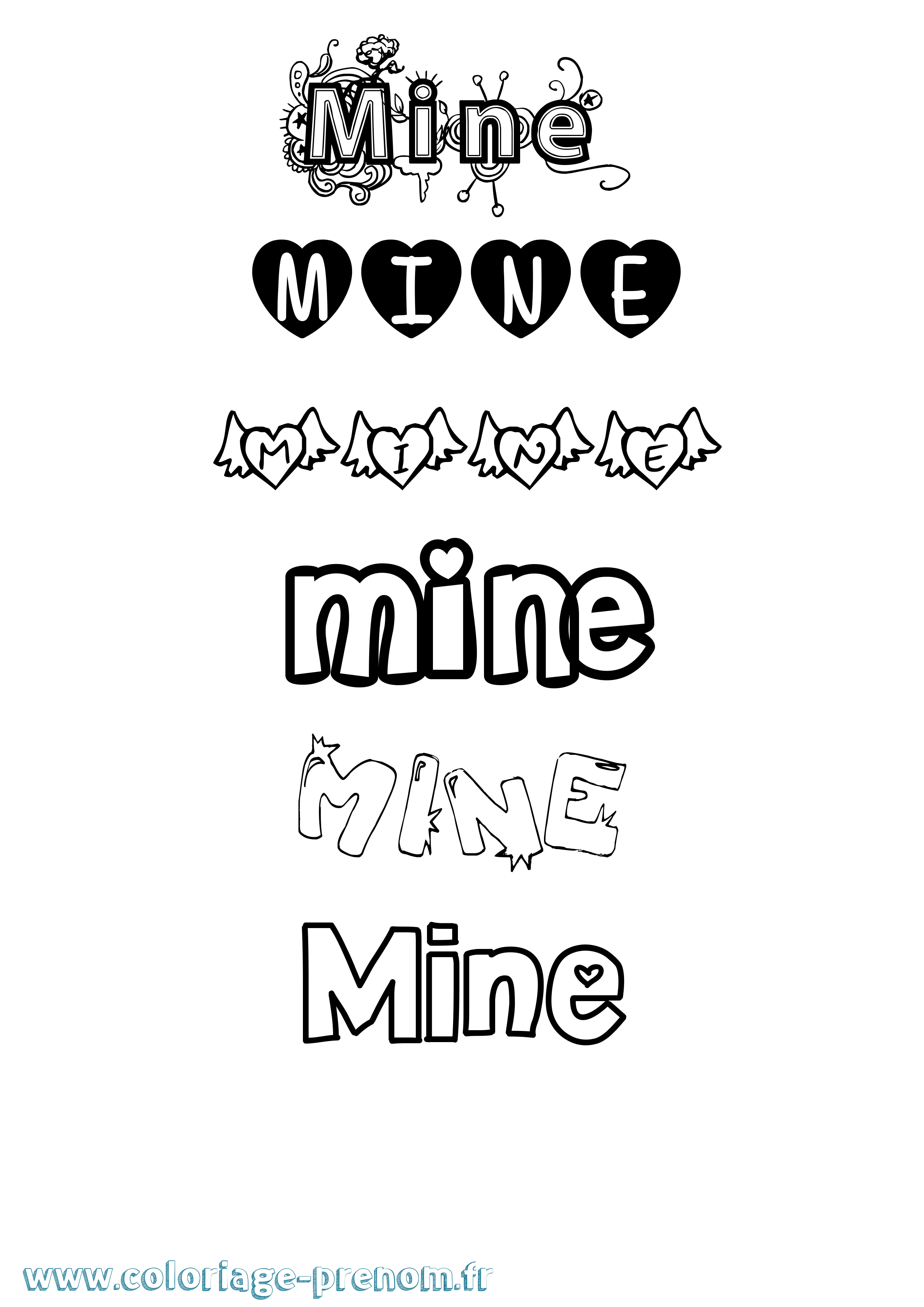 Coloriage Mine Girly Coloriage prénom Mine Girly