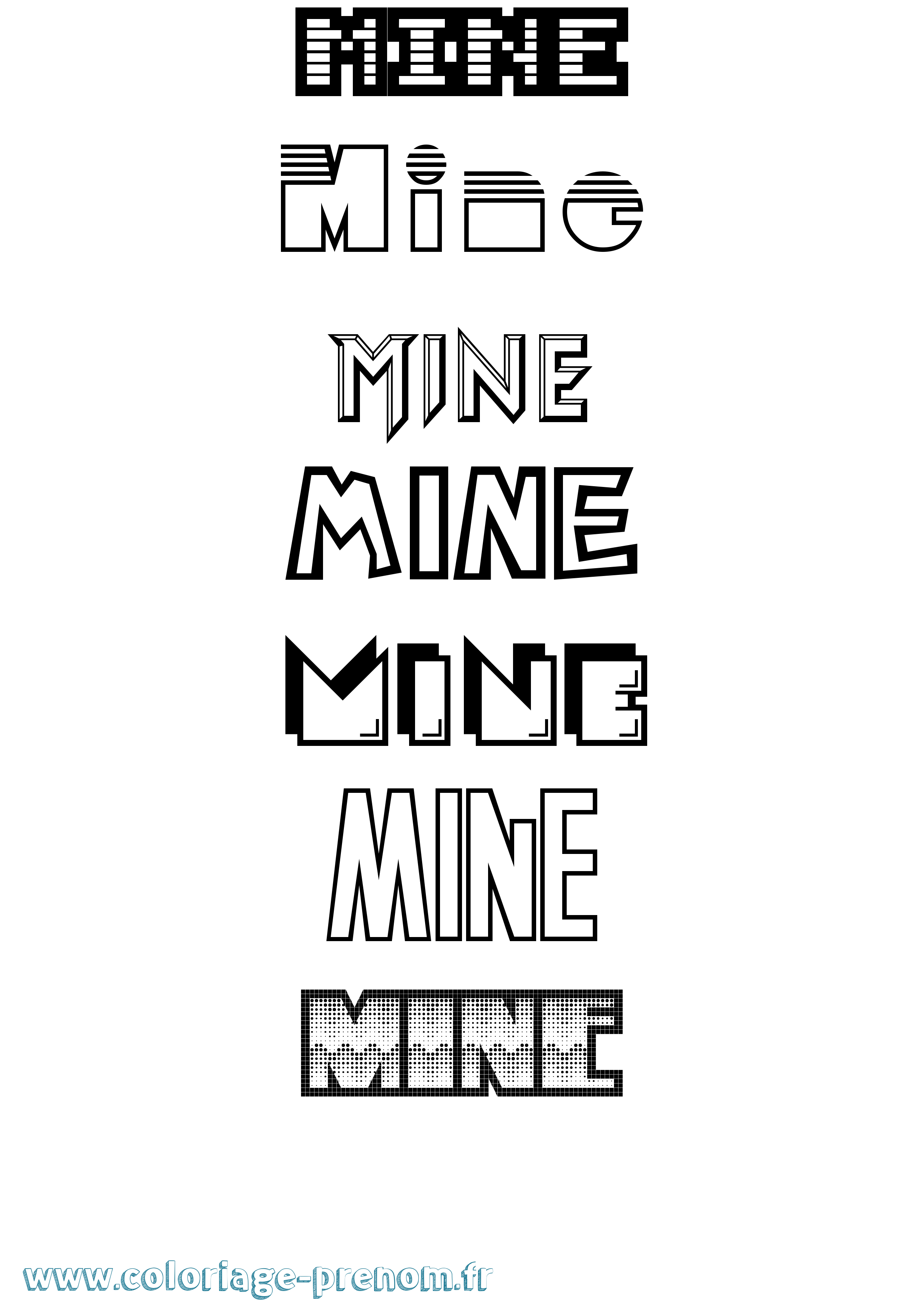 Coloriage Mine Jeux Vidéos Coloriage prénom Mine Jeux Vidéos