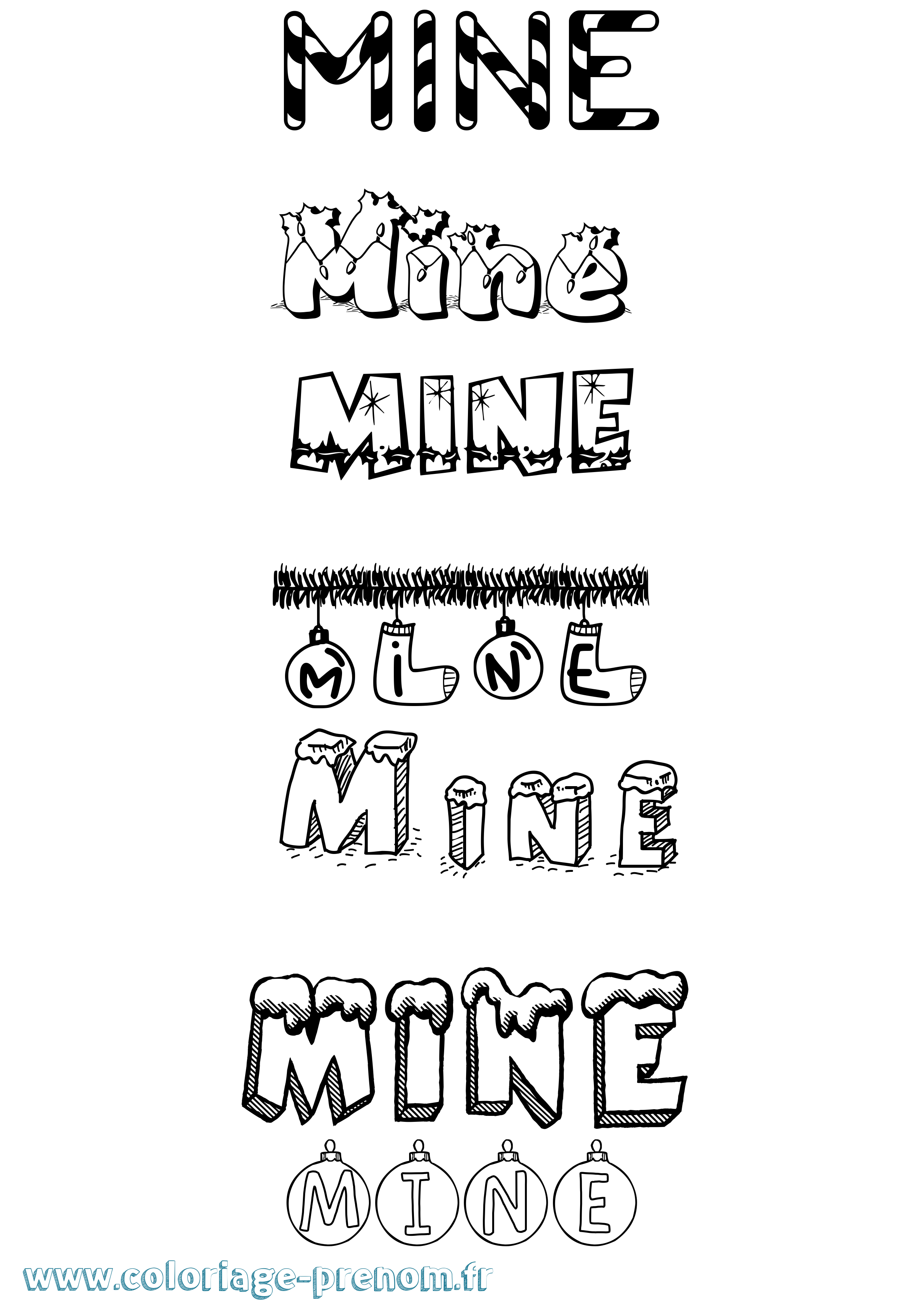 Coloriage Mine Noël Coloriage prénom Mine Noël