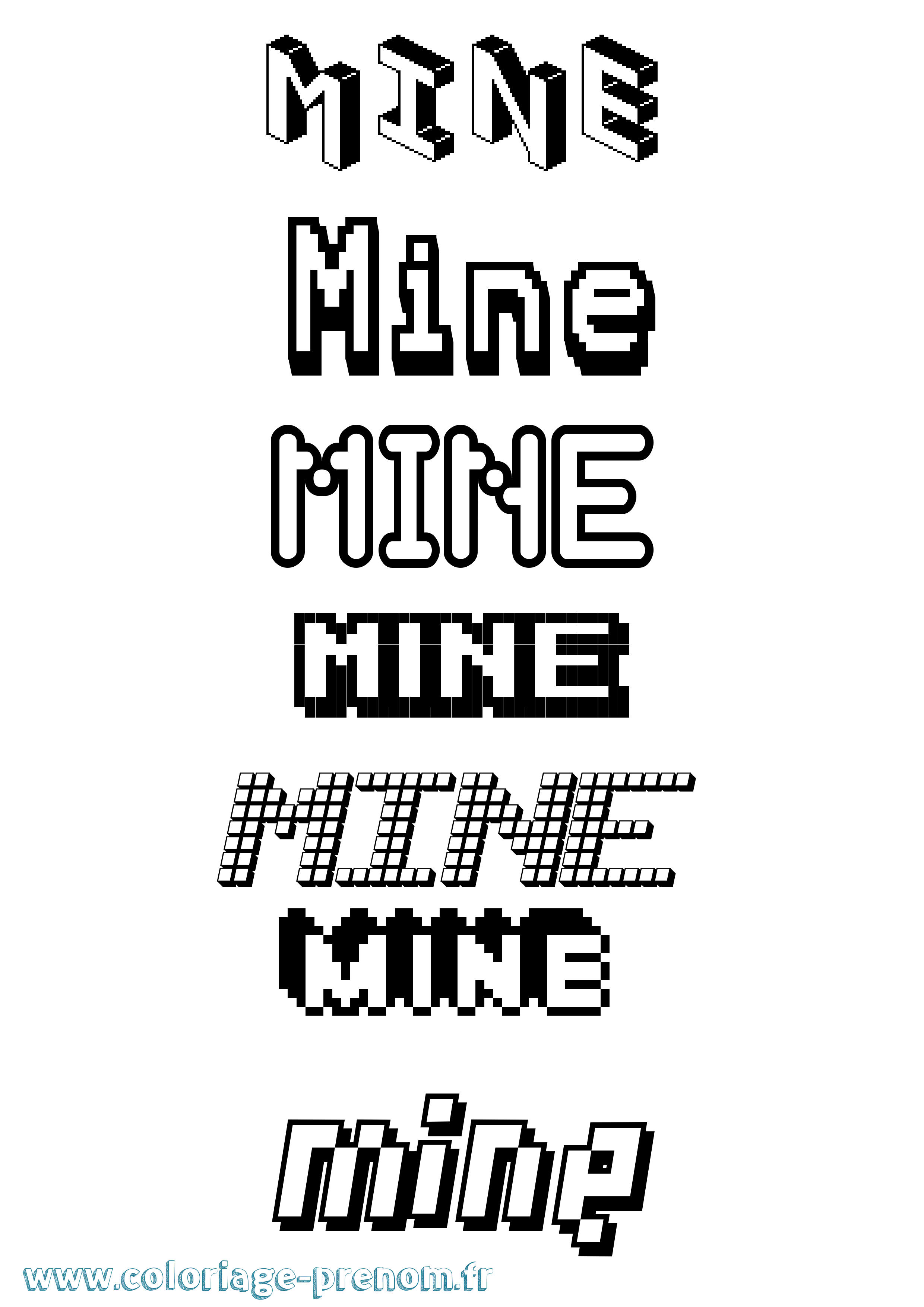 Coloriage Mine Pixel Coloriage prénom Mine Pixel