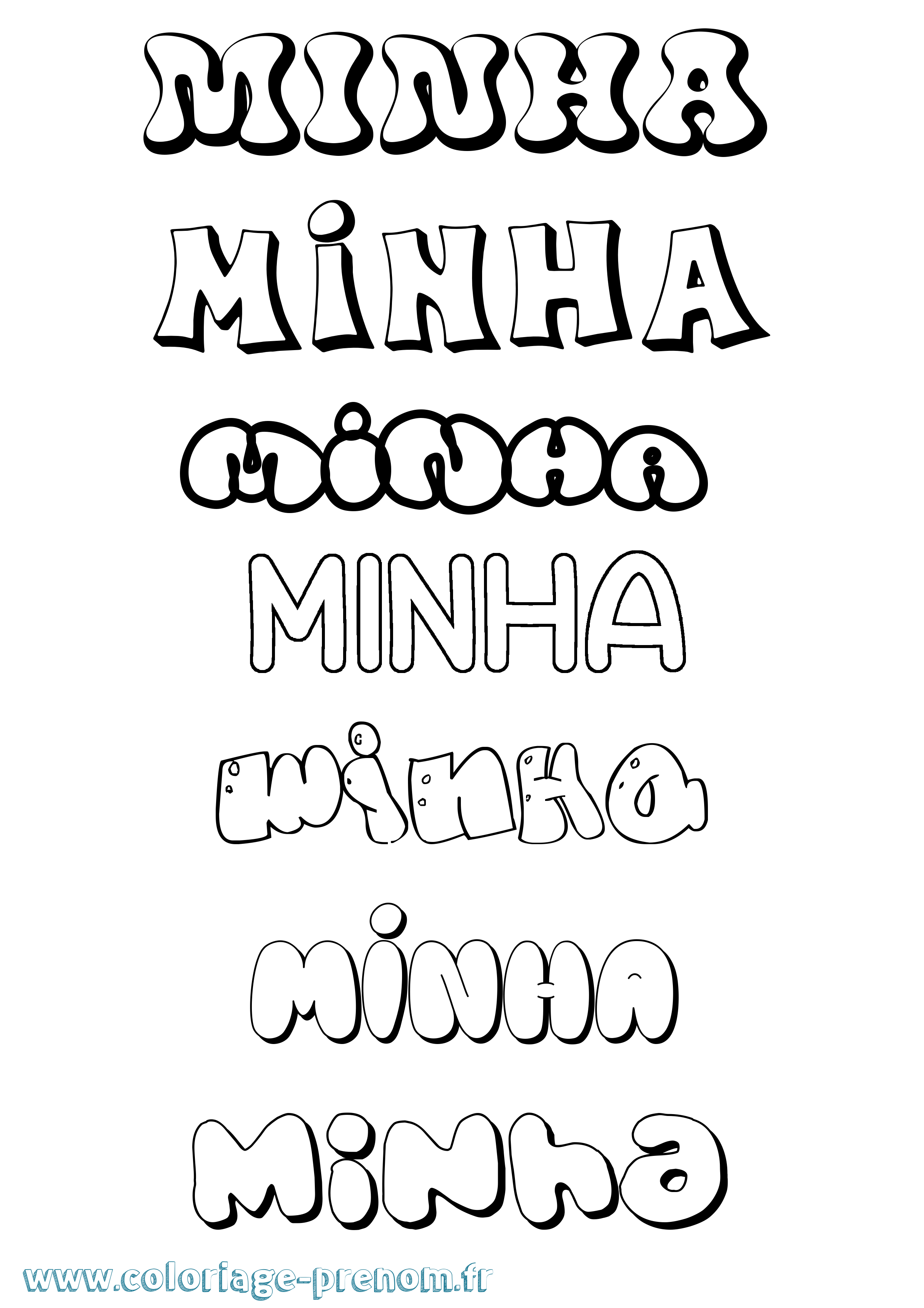 Coloriage Minha Bubble Coloriage prénom Minha Bubble