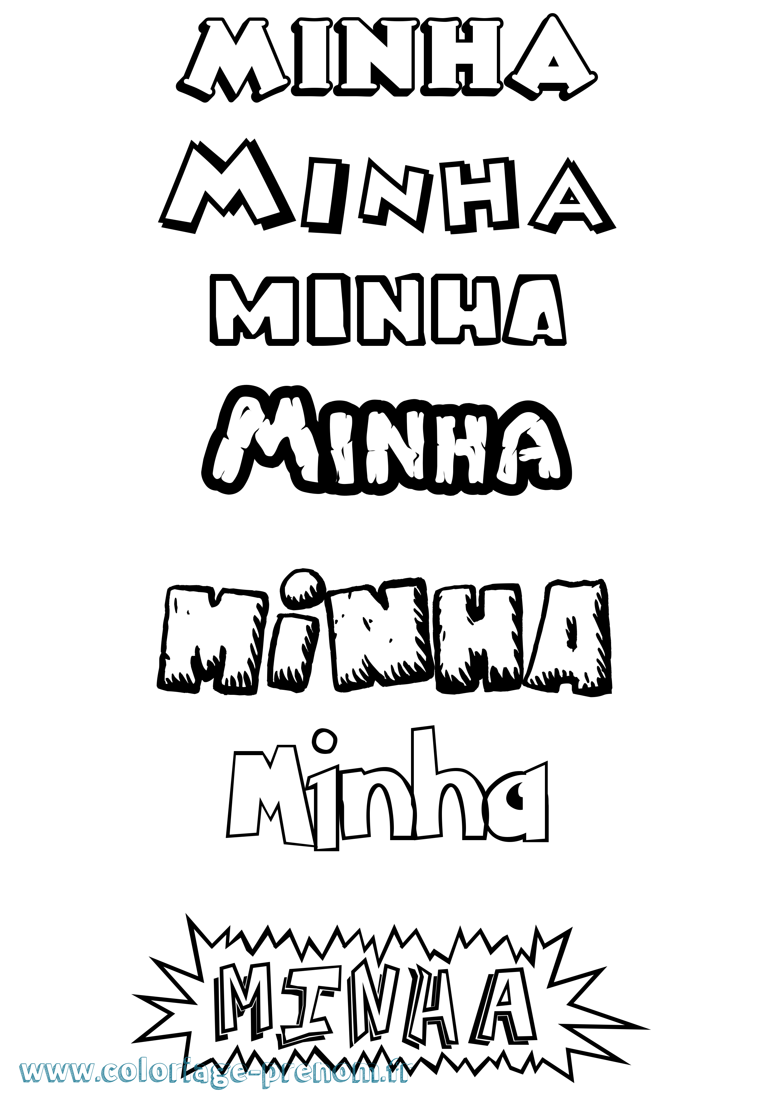 Coloriage Minha Dessin Animé Coloriage prénom Minha Dessin Animé