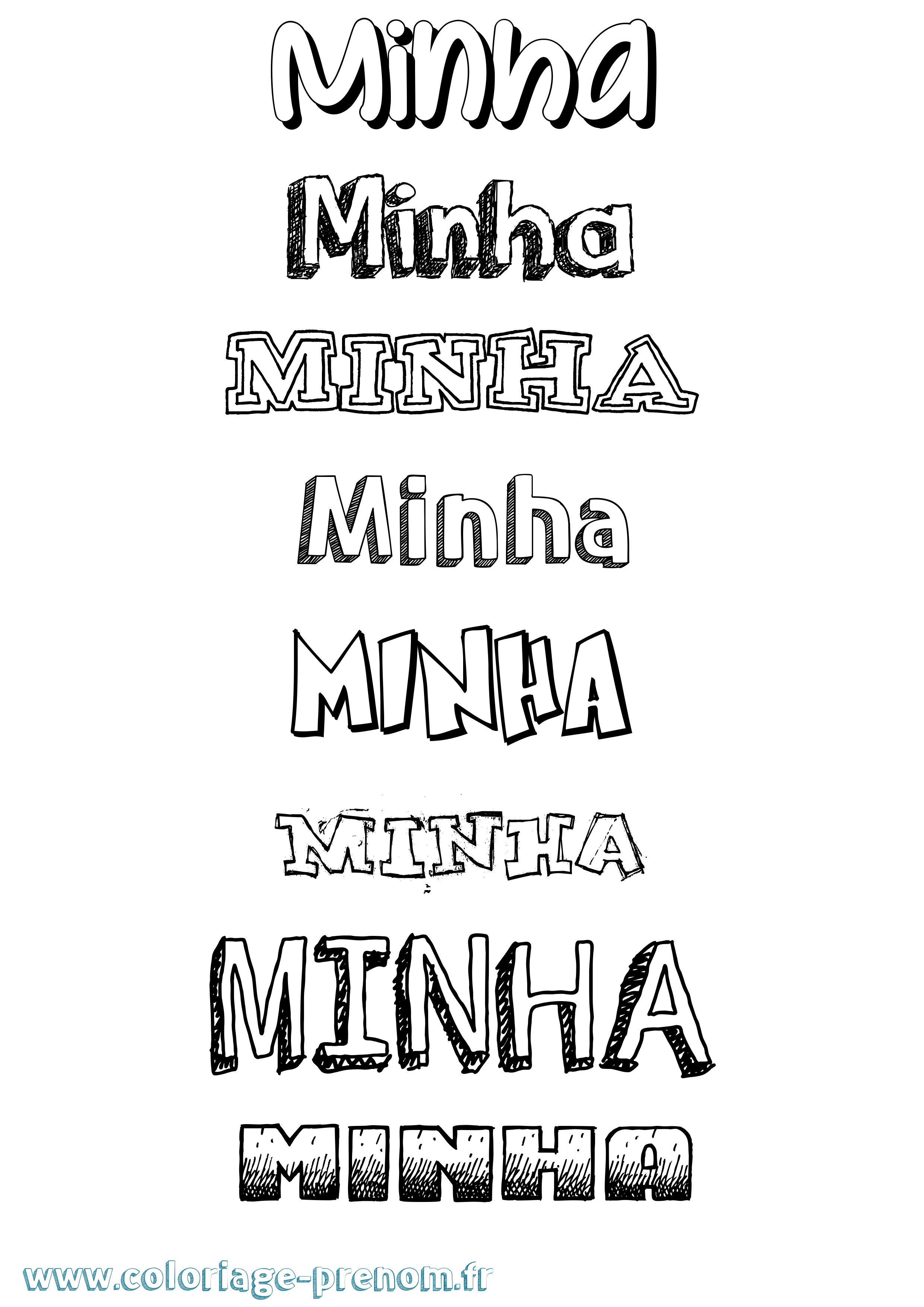 Coloriage Minha Dessiné Coloriage prénom Minha Dessiné
