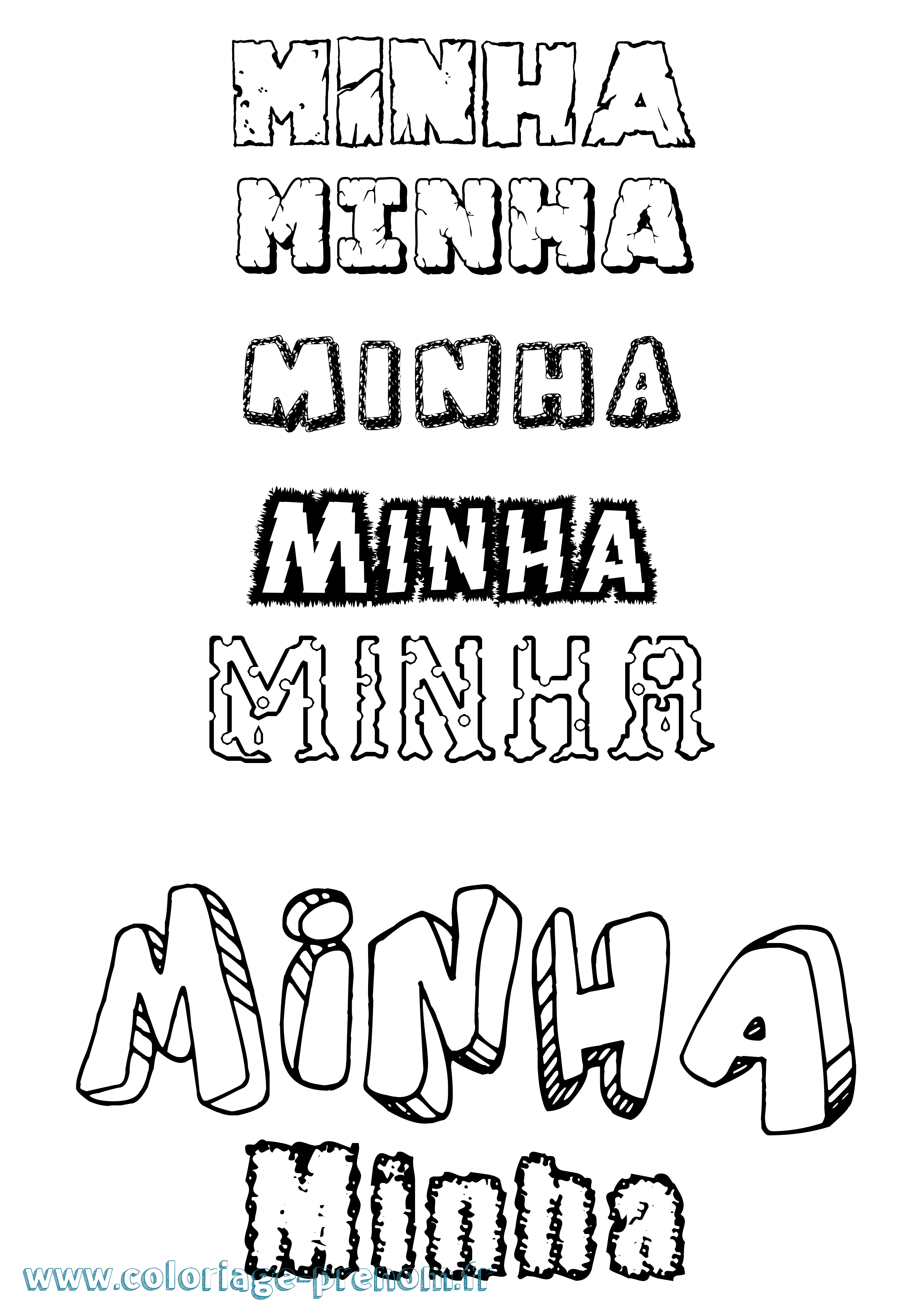 Coloriage Minha Destructuré Coloriage prénom Minha Destructuré