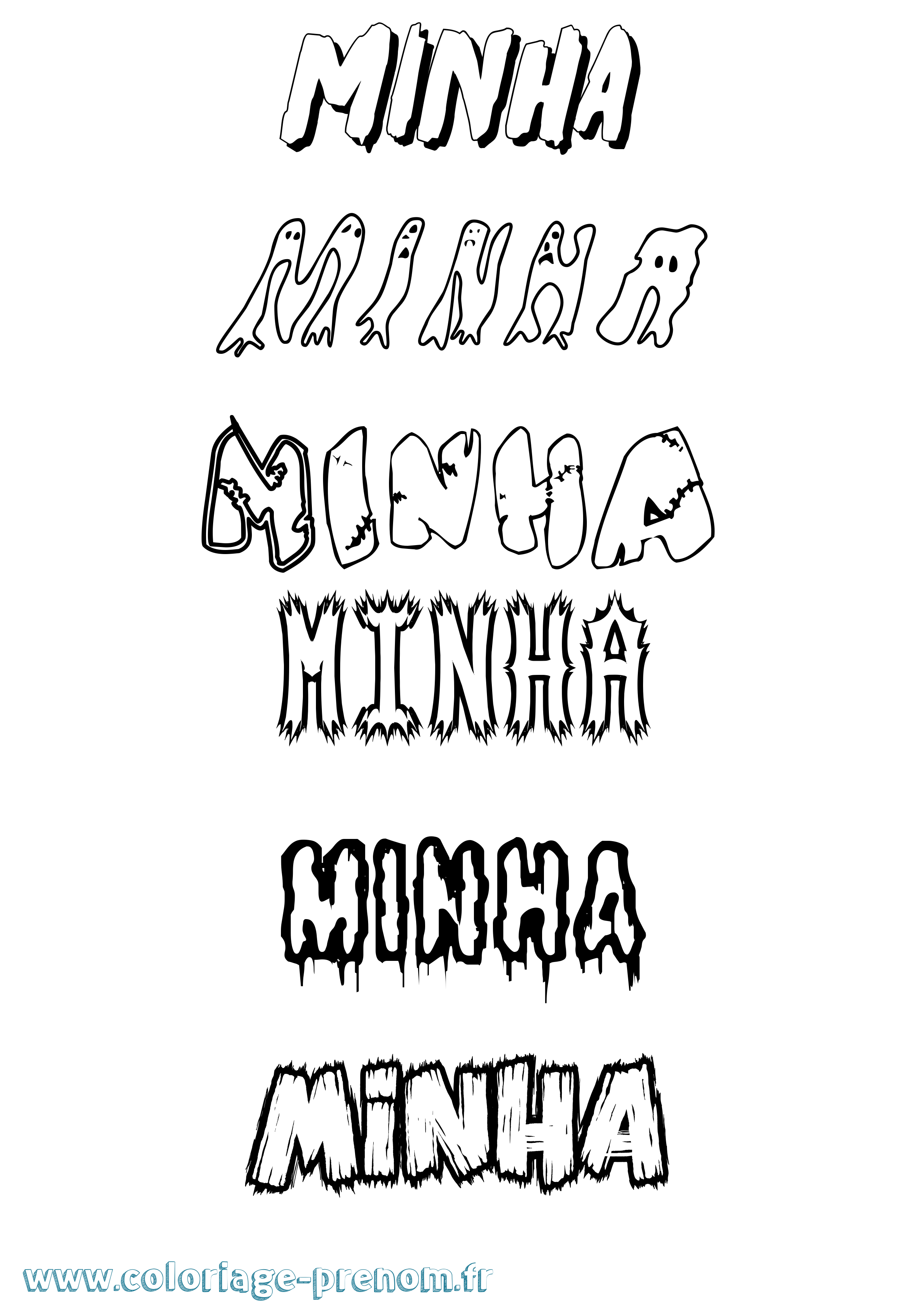 Coloriage Minha Frisson Coloriage prénom Minha Frisson