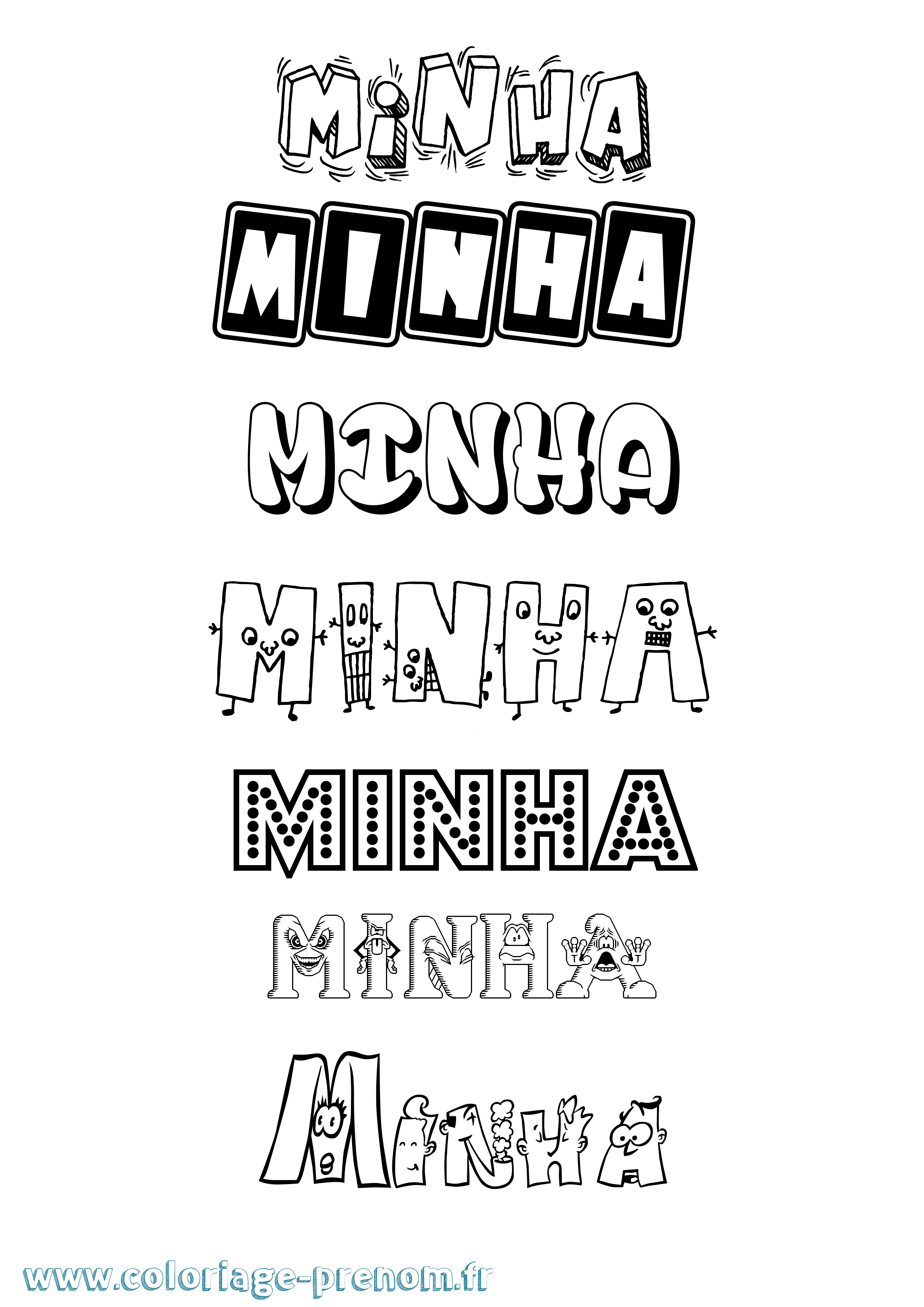 Coloriage Minha Fun Coloriage prénom Minha Fun