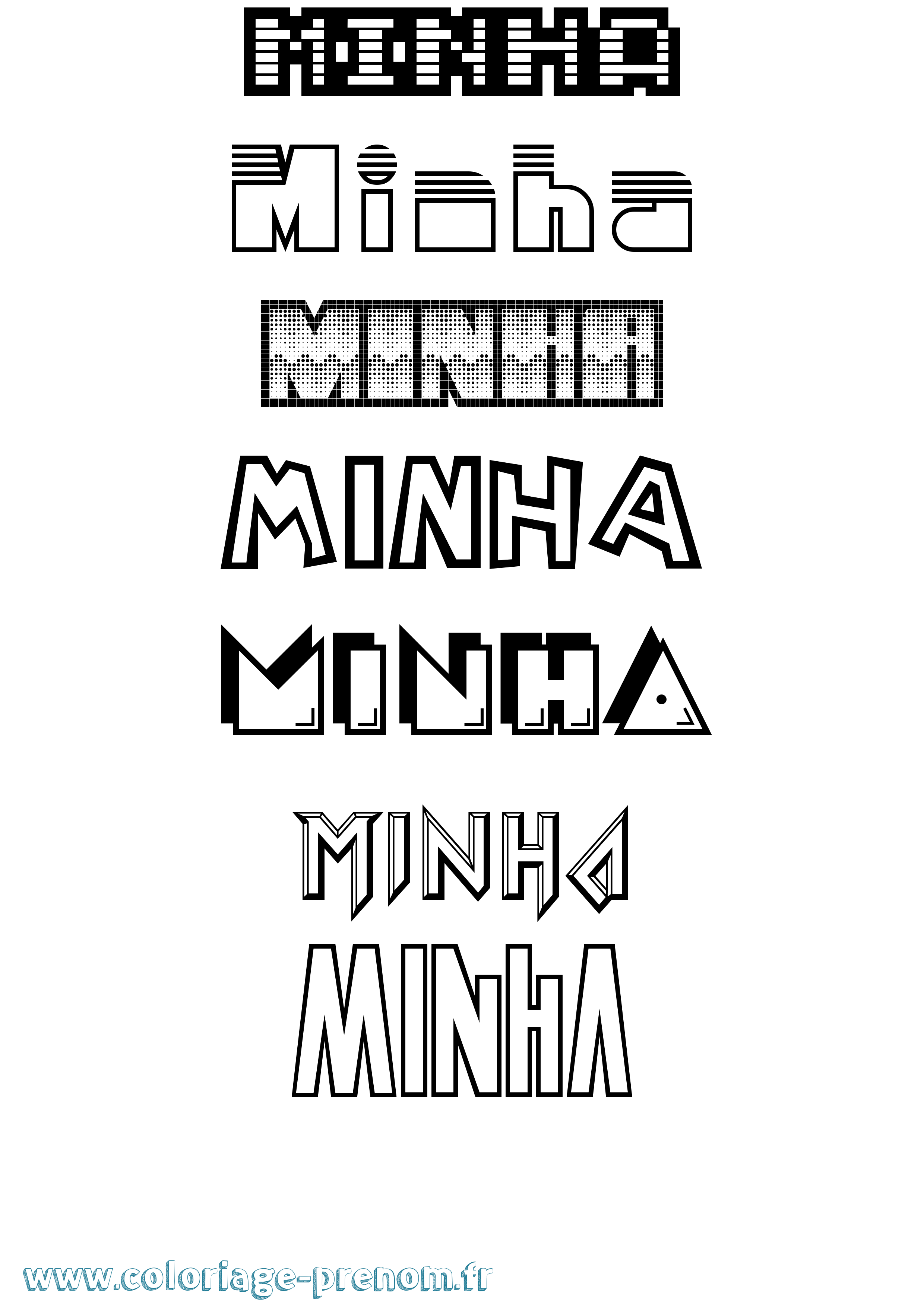 Coloriage Minha Jeux Vidéos Coloriage prénom Minha Jeux Vidéos