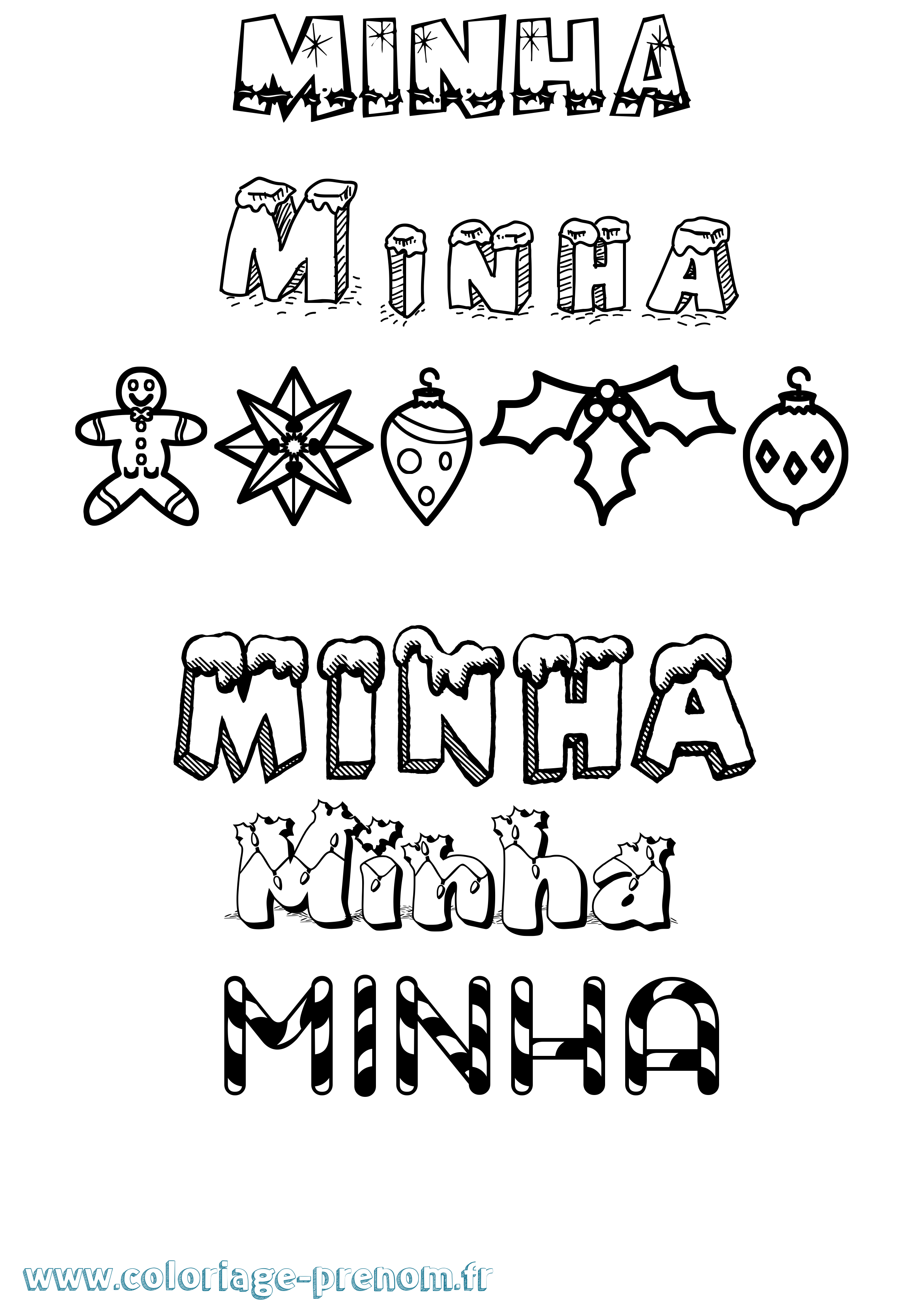 Coloriage Minha Noël Coloriage prénom Minha Noël