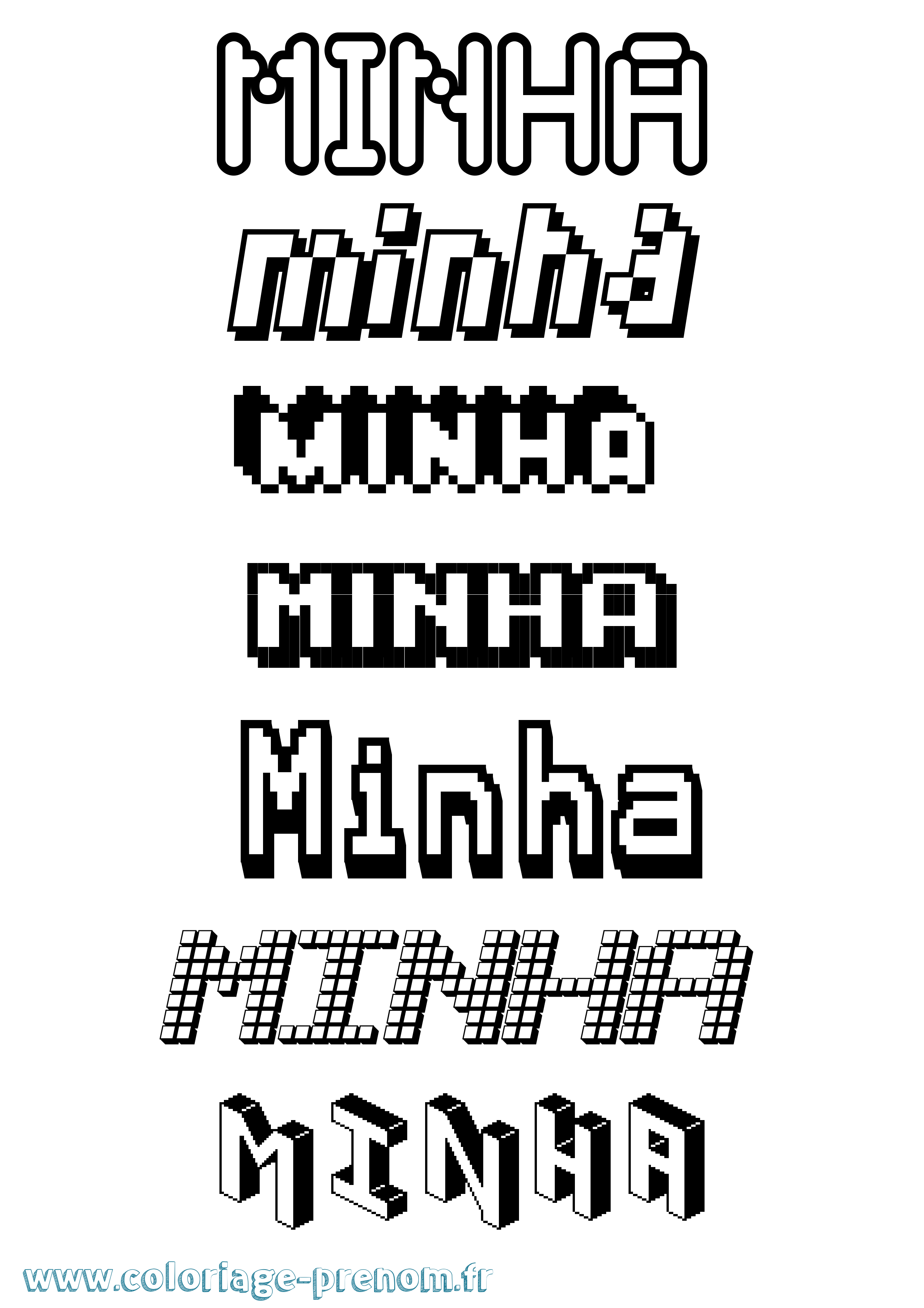 Coloriage Minha Pixel Coloriage prénom Minha Pixel