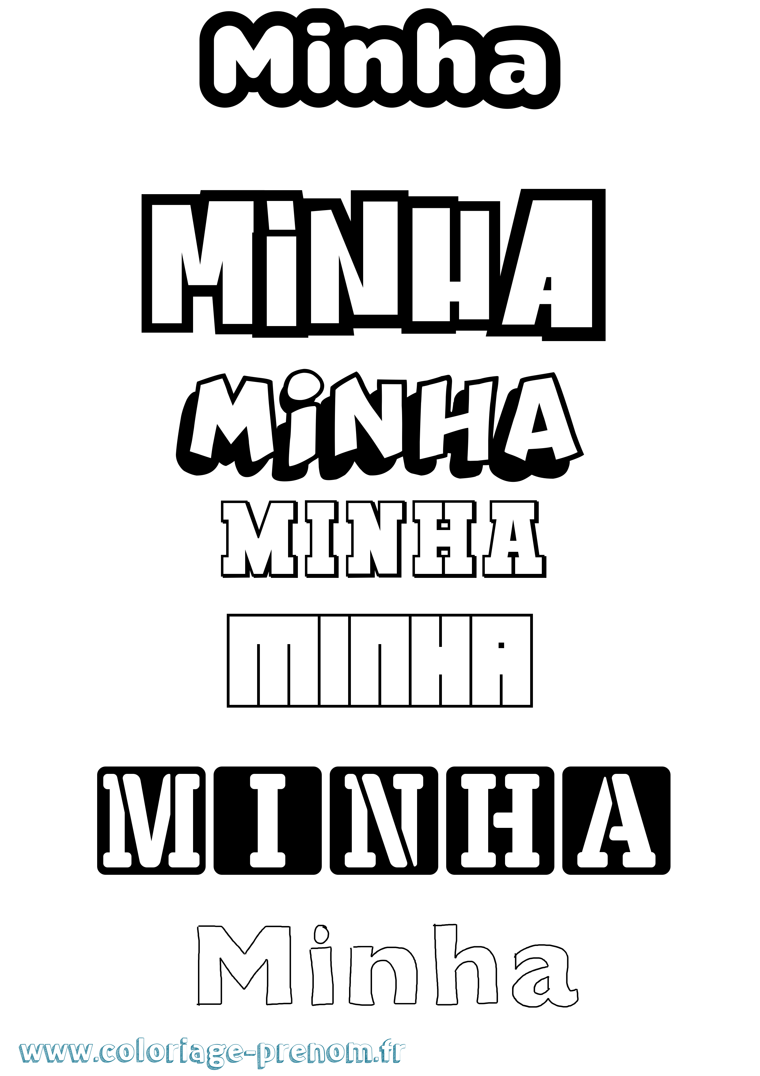 Coloriage Minha Simple Coloriage prénom Minha Simple