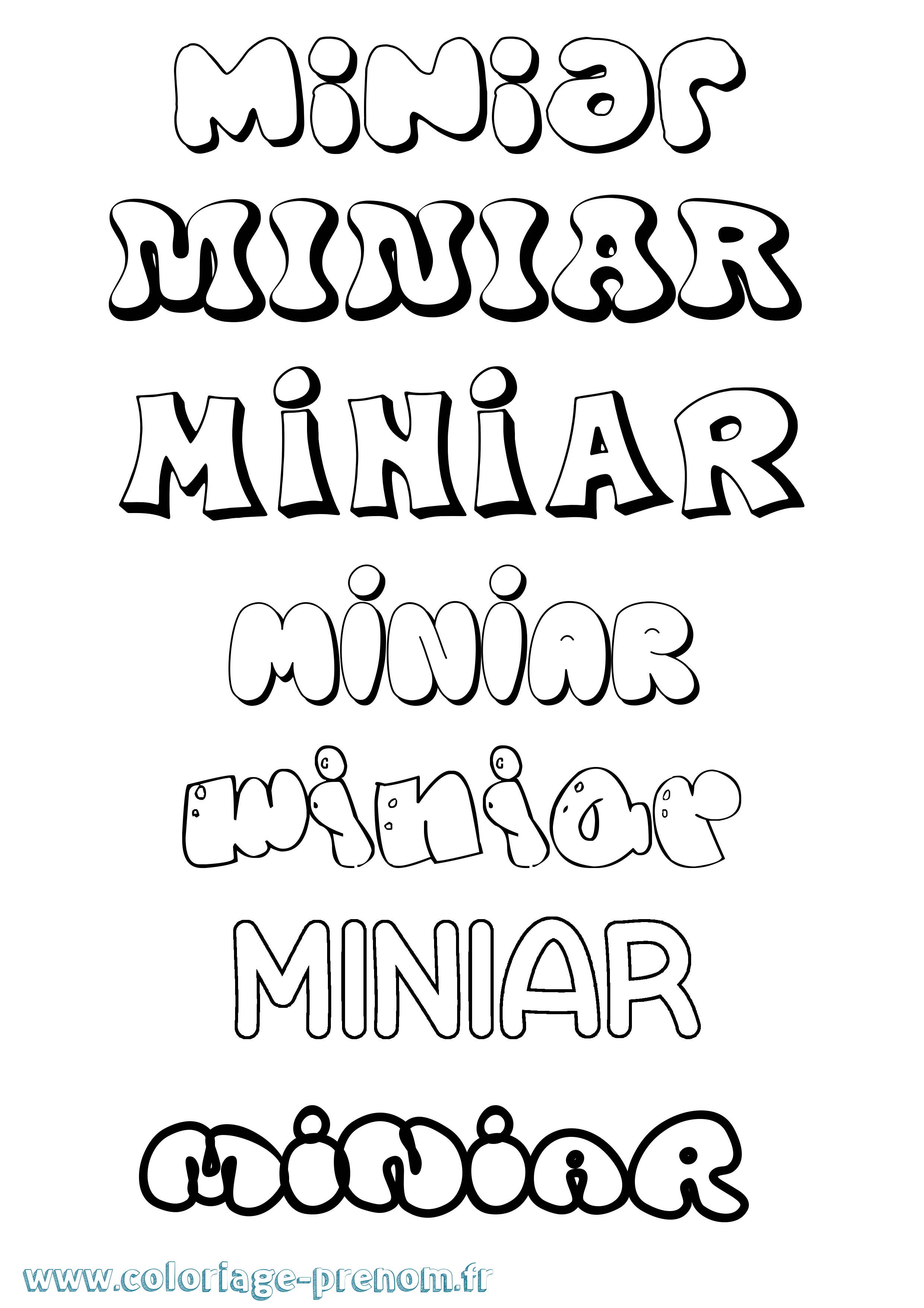 Coloriage Miniar Bubble Coloriage prénom Miniar Bubble