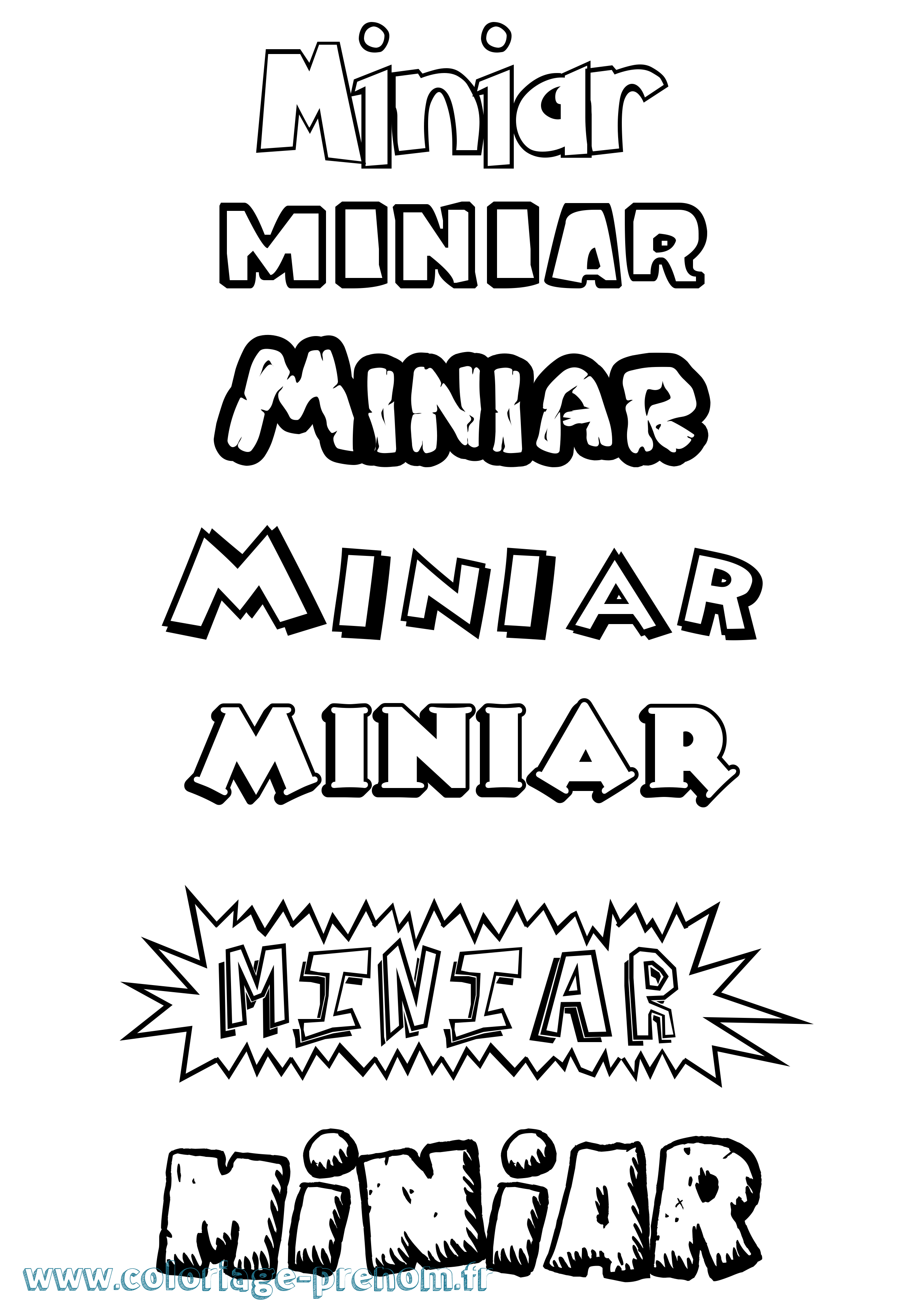 Coloriage Miniar Dessin Animé Coloriage prénom Miniar Dessin Animé