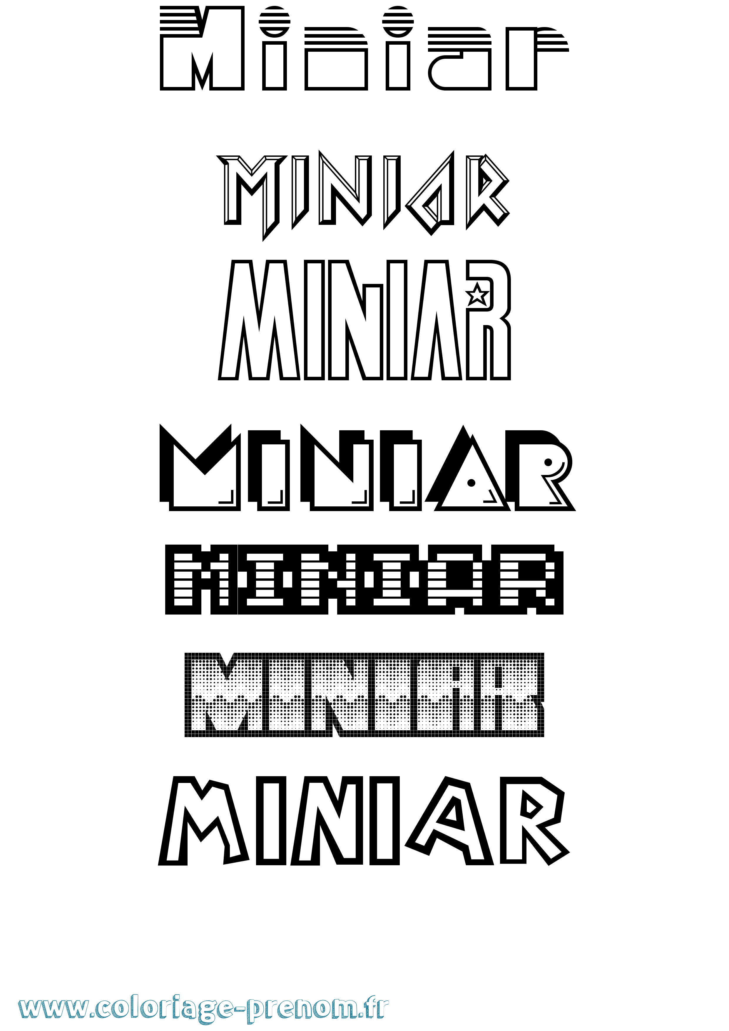 Coloriage Miniar Jeux Vidéos Coloriage prénom Miniar Jeux Vidéos