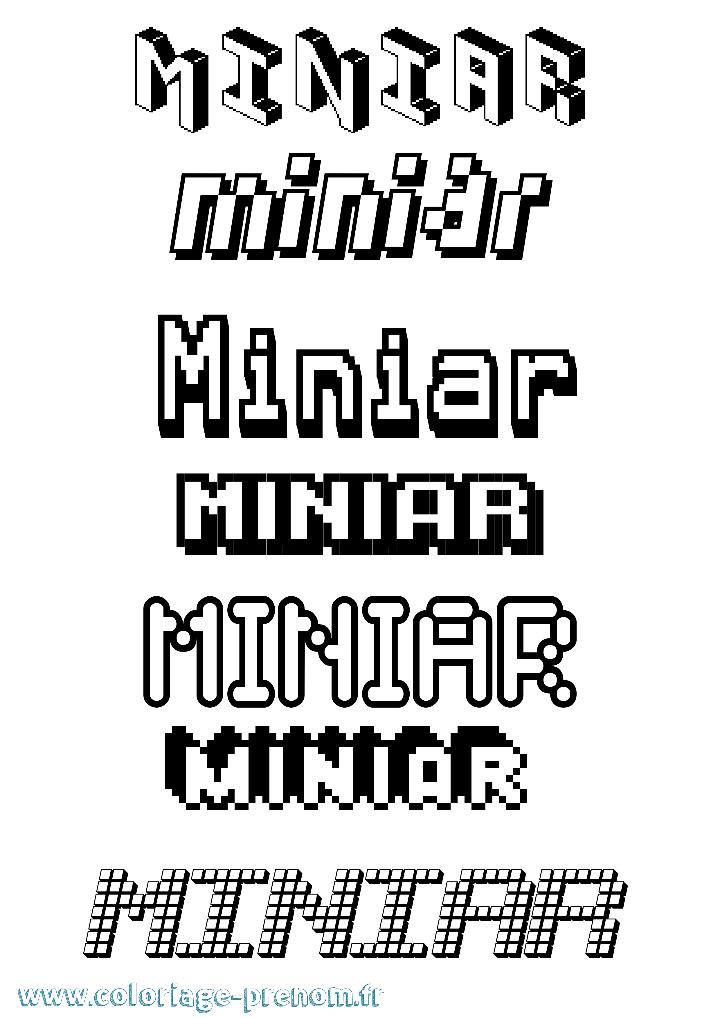 Coloriage Miniar Pixel Coloriage prénom Miniar Pixel