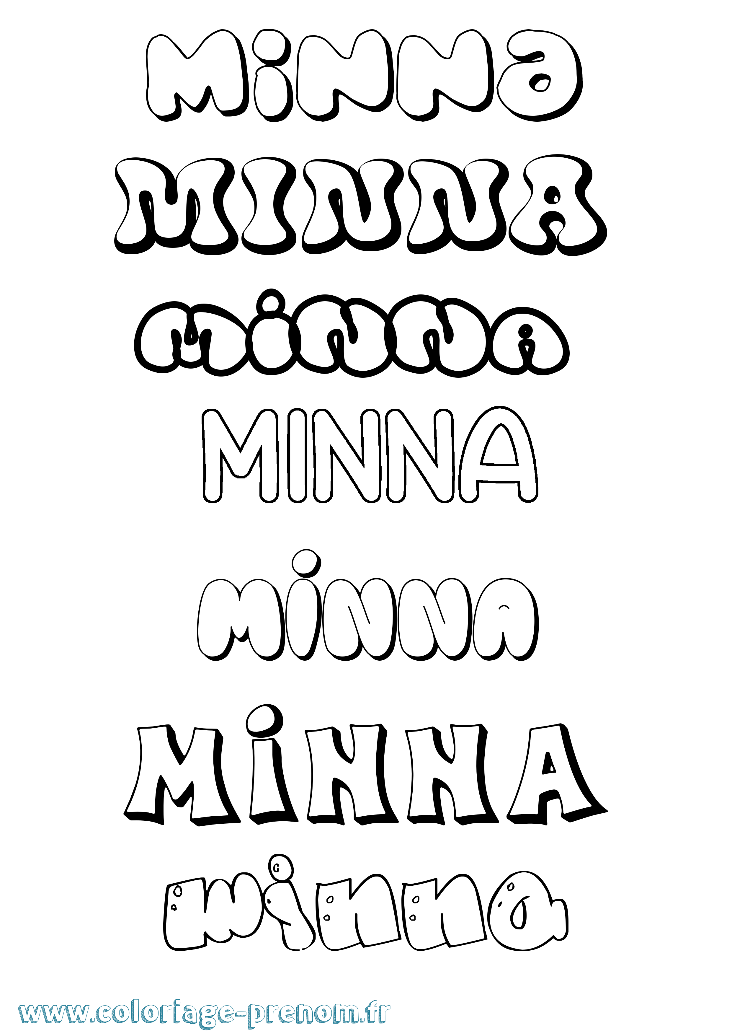Coloriage Minna Bubble Coloriage prénom Minna Bubble