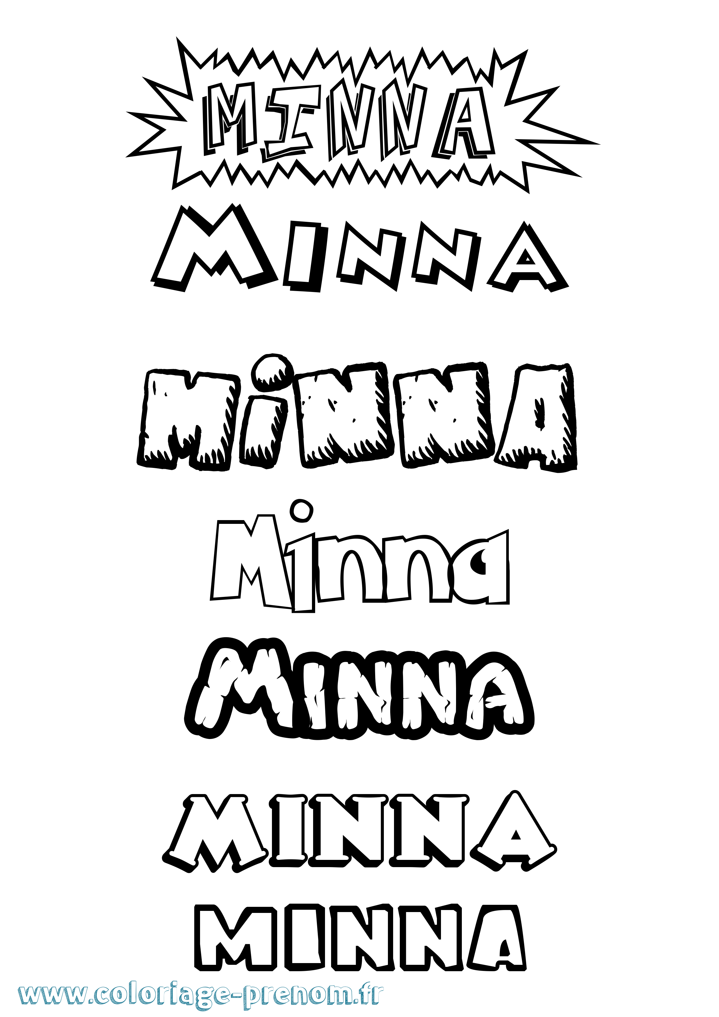 Coloriage Minna Dessin Animé Coloriage prénom Minna Dessin Animé