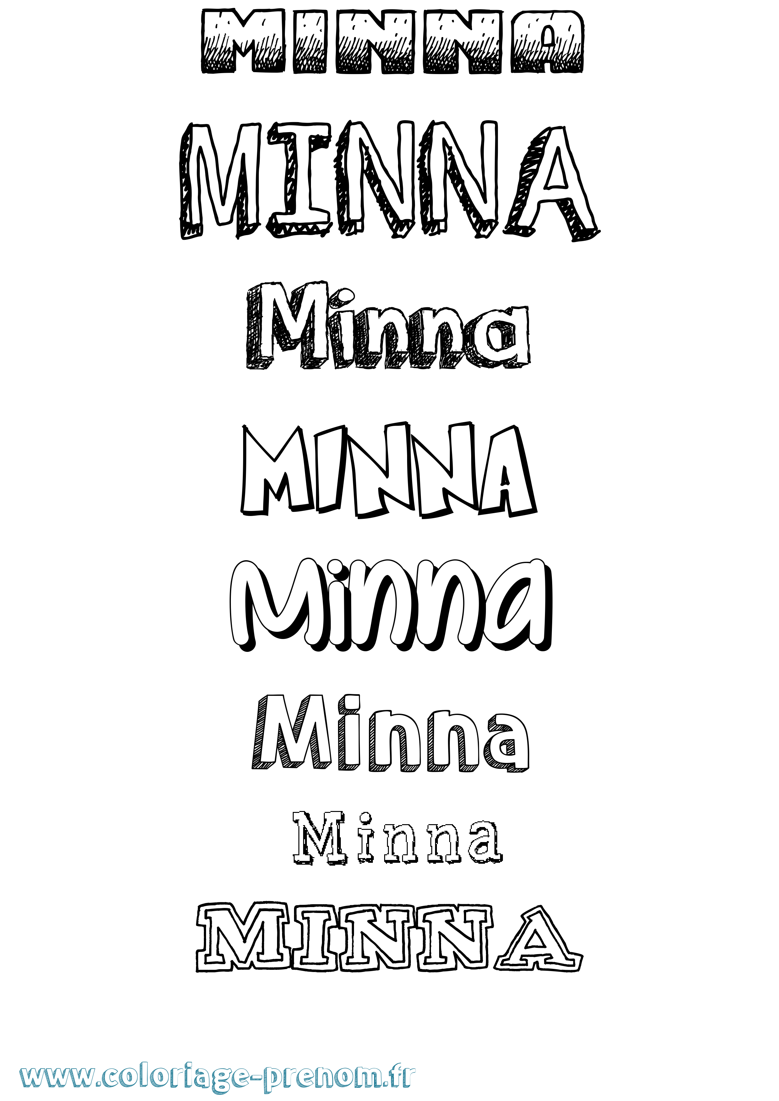 Coloriage Minna Dessiné Coloriage prénom Minna Dessiné