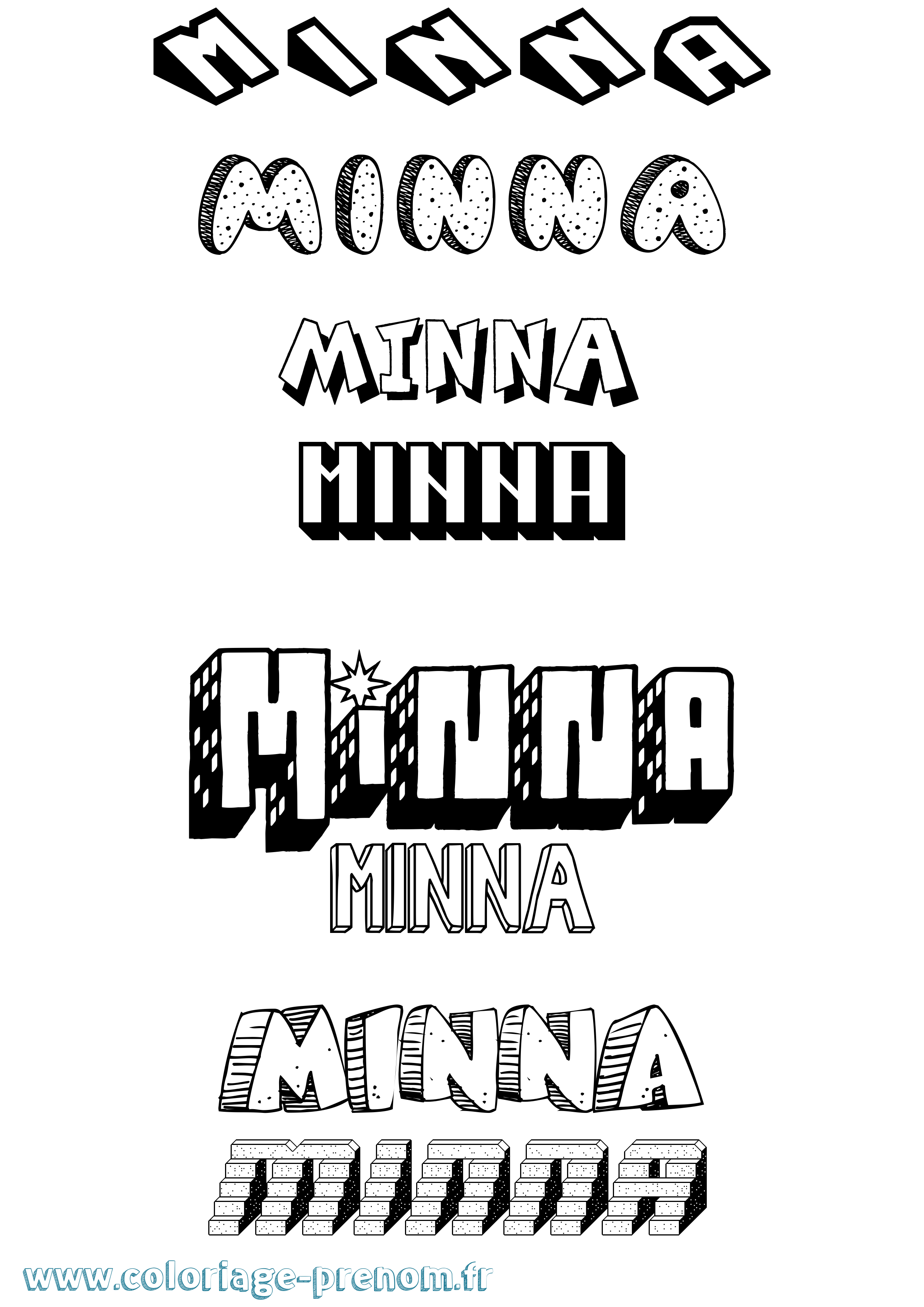Coloriage Minna Effet 3D Coloriage prénom Minna Effet 3D