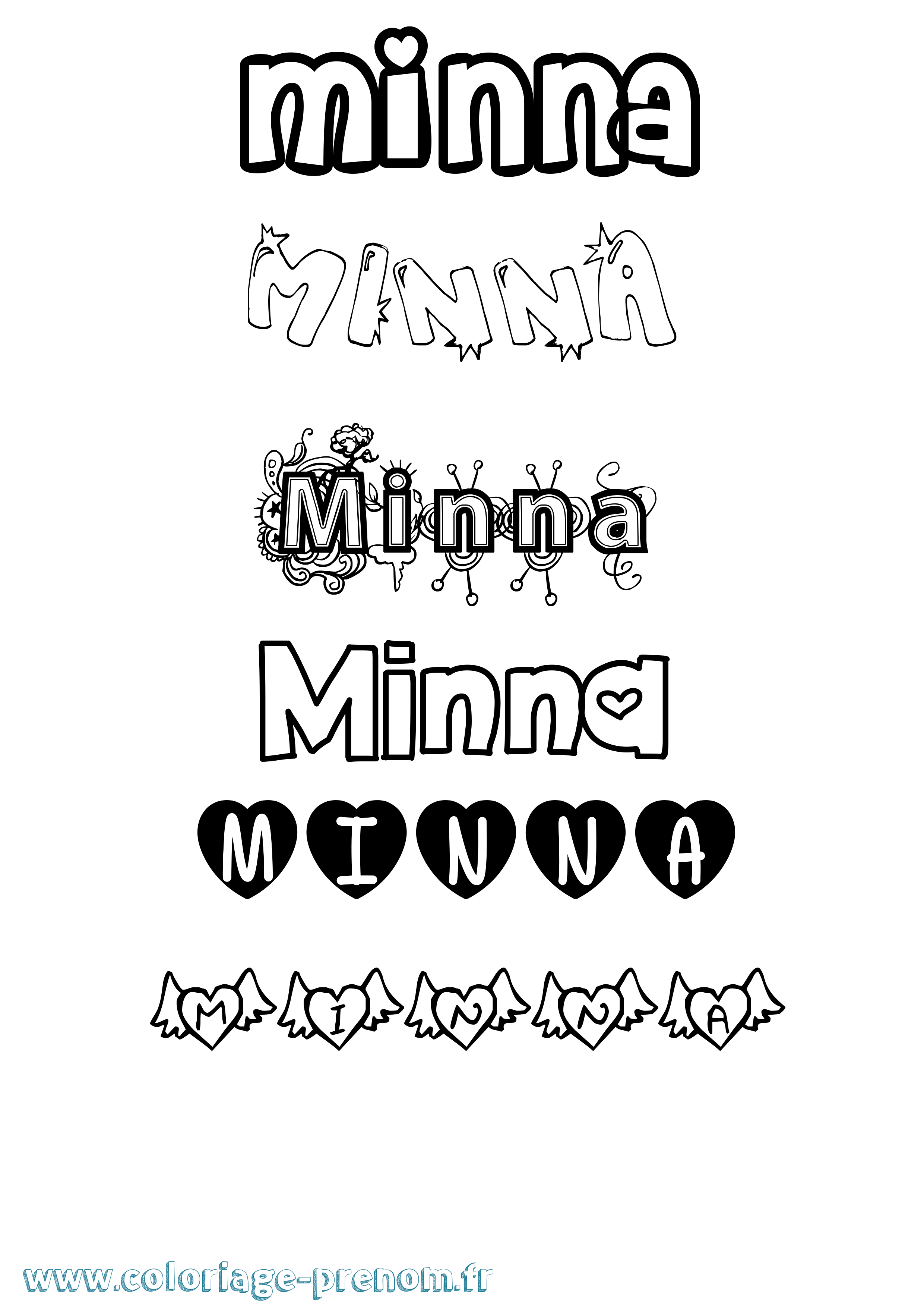Coloriage Minna Girly Coloriage prénom Minna Girly