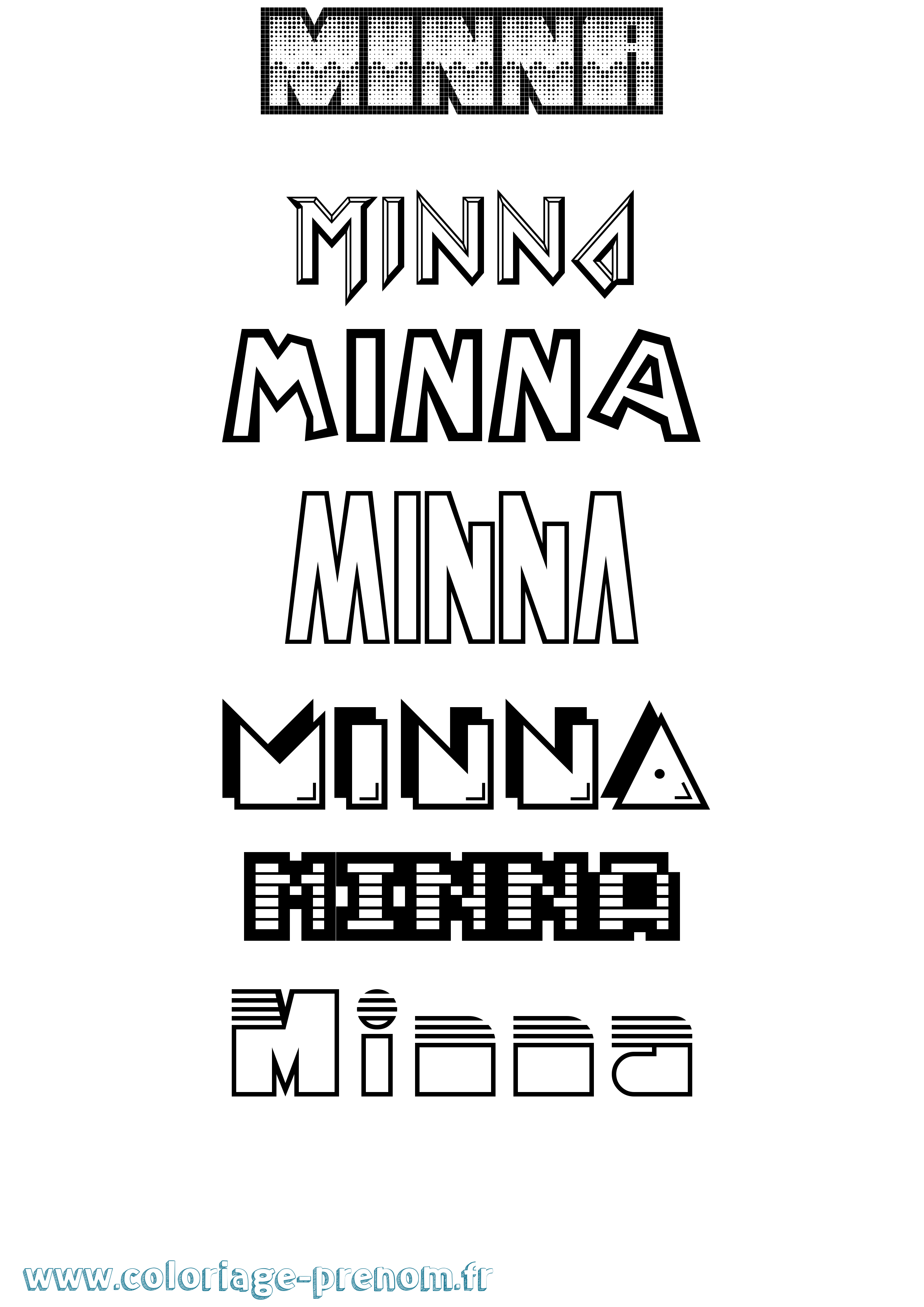 Coloriage Minna Jeux Vidéos Coloriage prénom Minna Jeux Vidéos